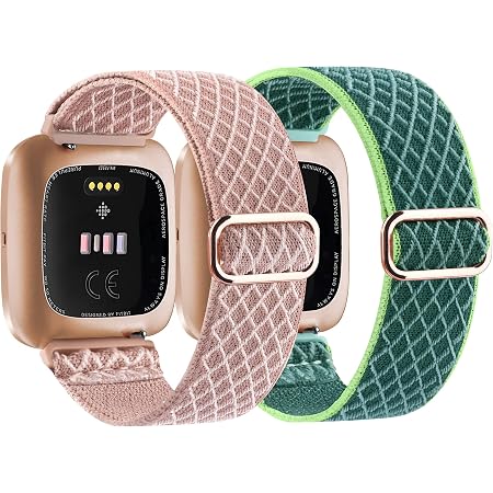 Amazon.com: Paquete de 2 bandas elásticas compatibles con Fitbit Versa 2 /  Versa/Versa Lite/Versa SE para mujeres y hombres, correa elástica deportiva  de nailon ajustable para Fitbit Versa/Versa 2 (rosa + lima) :