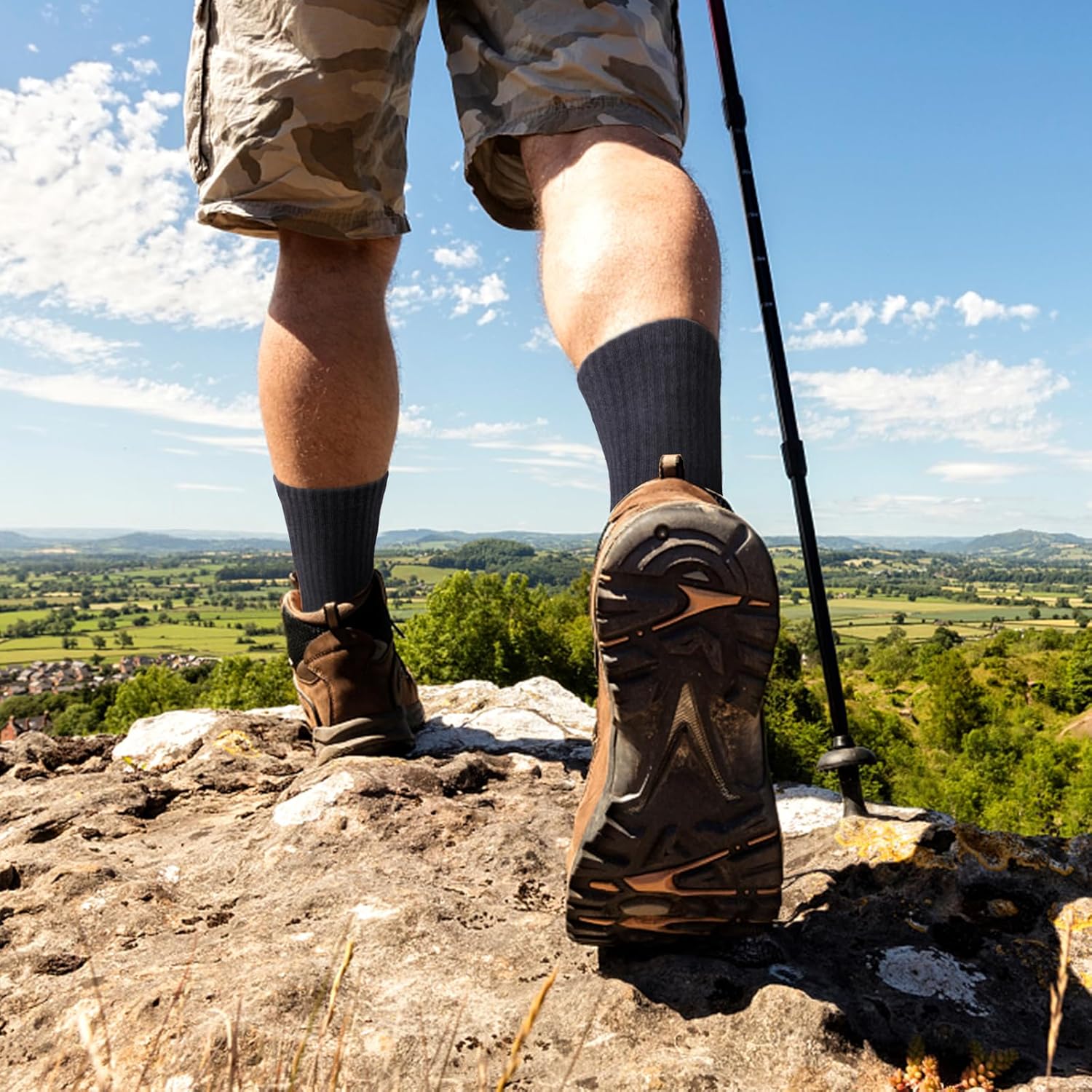 YUEDGE Mens Socks Moisture Wicking Cotton Training Athletic Cushioned Crew Socks Padded Anti Blister Work Socks For Men - Image 5