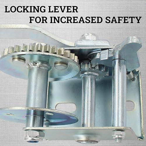 Miniatura 6 de Cabrestante de mano para remolque de barco, capacidad de 500 libras, mango de 8.27 pulgadas, relación de engranaje 4.11, cabrestante de trinquete