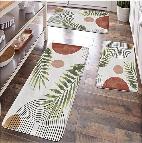 QWINEE Alfombra de cocina con patrón geométrico, moderna, bohemia, minimalista, de secado rápido, alfombra de entrada para puerta delantera,