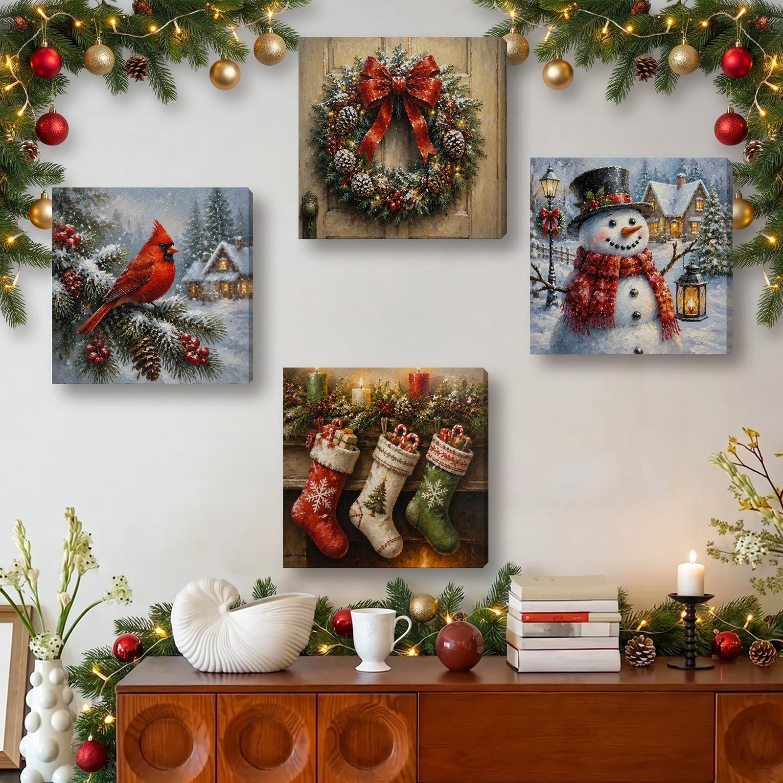 4-pakowy zestaw do kolorowania według numerów na płótnie 20x20 cm DIY