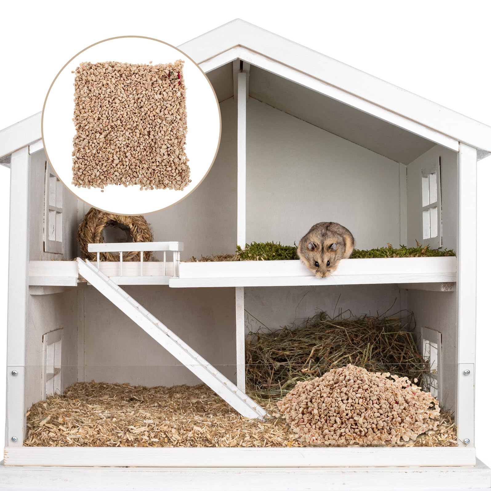 1000g Lettiera di Mais per Criceti da Lettiera per Piccoli Animali Assorbe umidità Facile da Pulire per Gabbie di Animali Domestici Colore Casuale