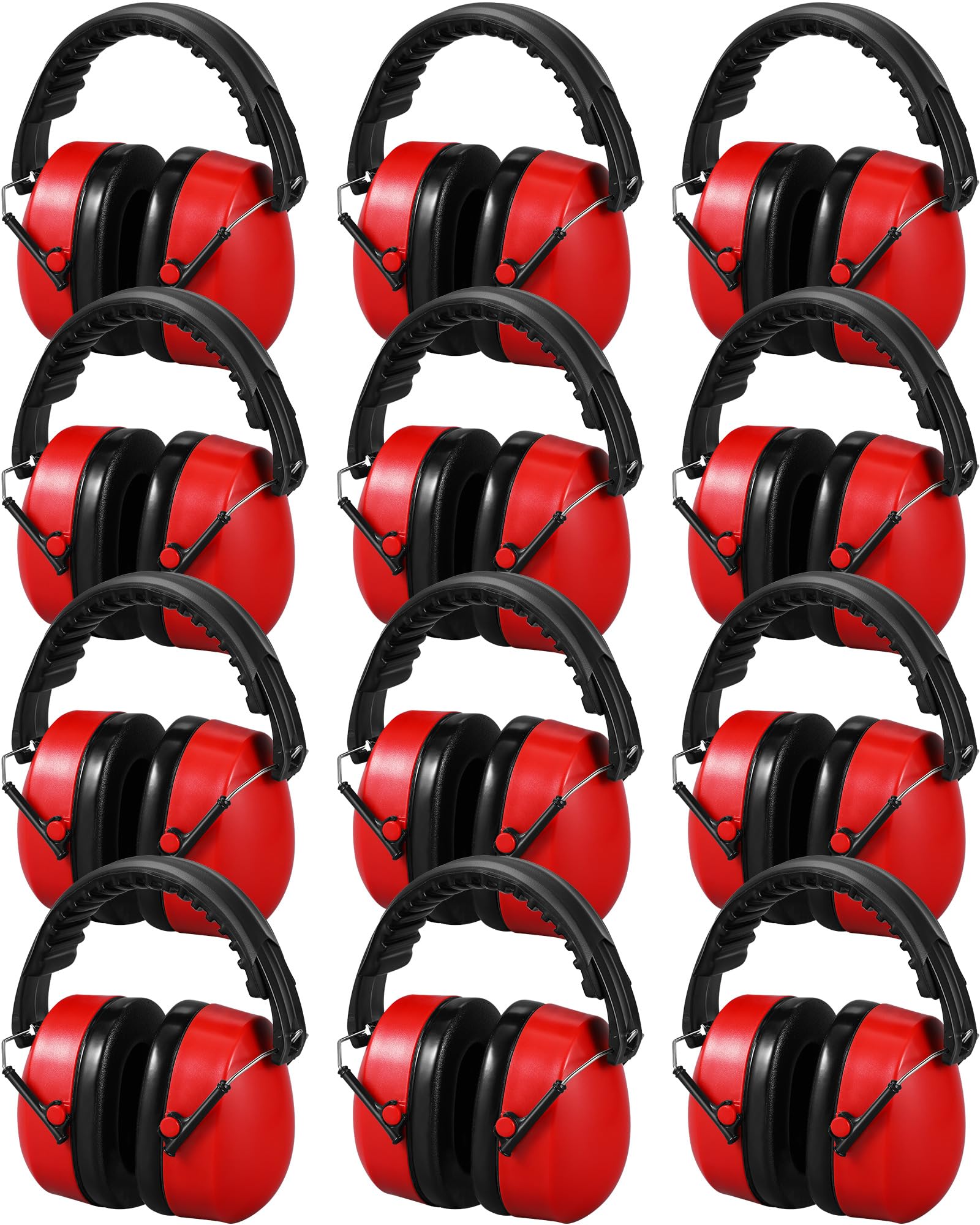 Copkim 12 Pcs Hearing Protection Ear Muffs NRR 28dB Noise Reduction Headphones Shooting Ear Protection Earmuffs(Red)