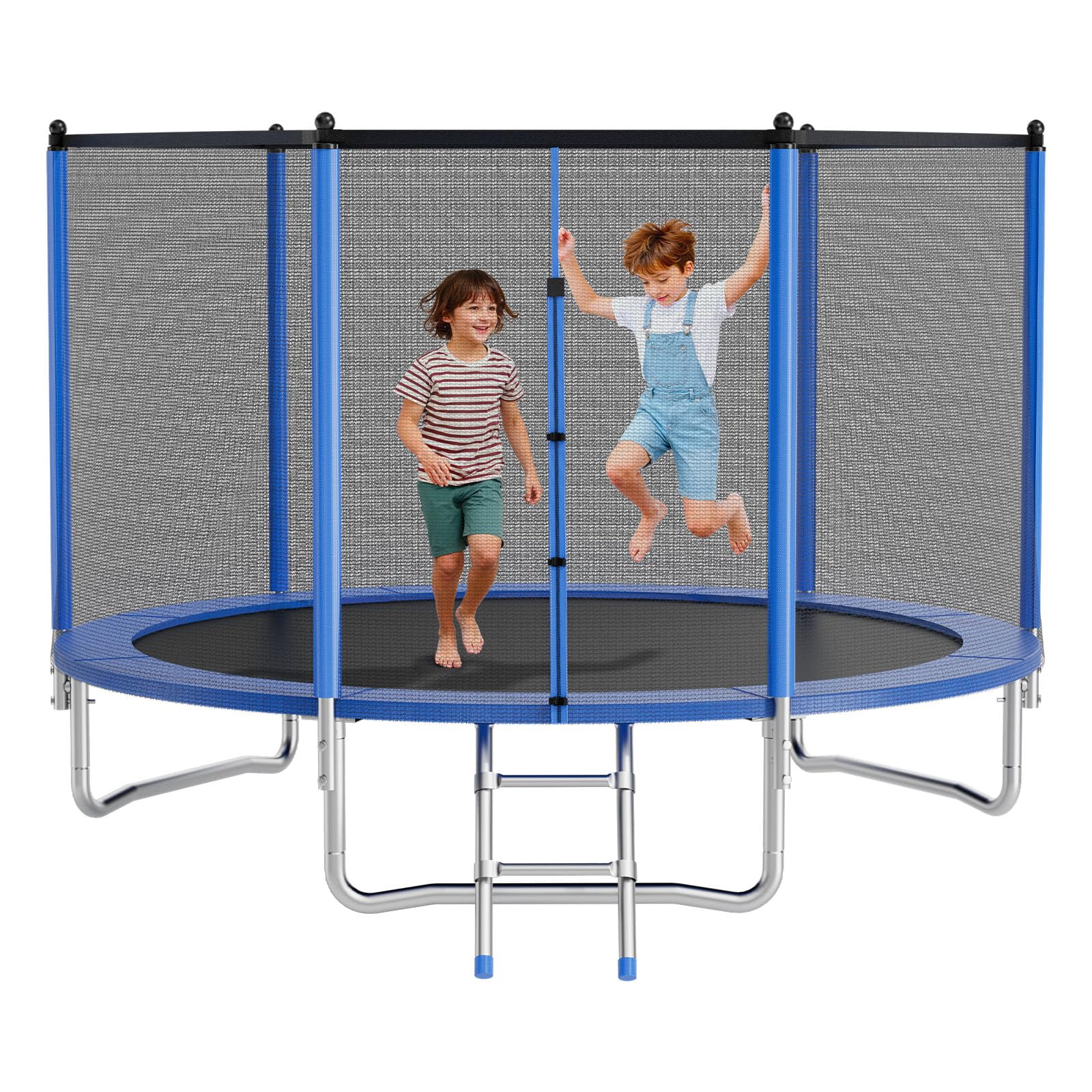 VEVOR Trampolino da Esterno 305 x 305 cm con Rete di Sicurezza e Telaio in Acciaio, Omologato ASTM, per Carichi Pesanti, Capacità Massima di 150 kg, Trampolino da Giardino per Bambini