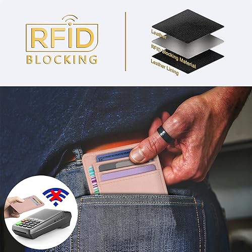 Miniatura 4 de Travelambo billetera mediana y minimalista de cuero para bolsillo frontal con bloqueo de interferencia de radiofrecuencia