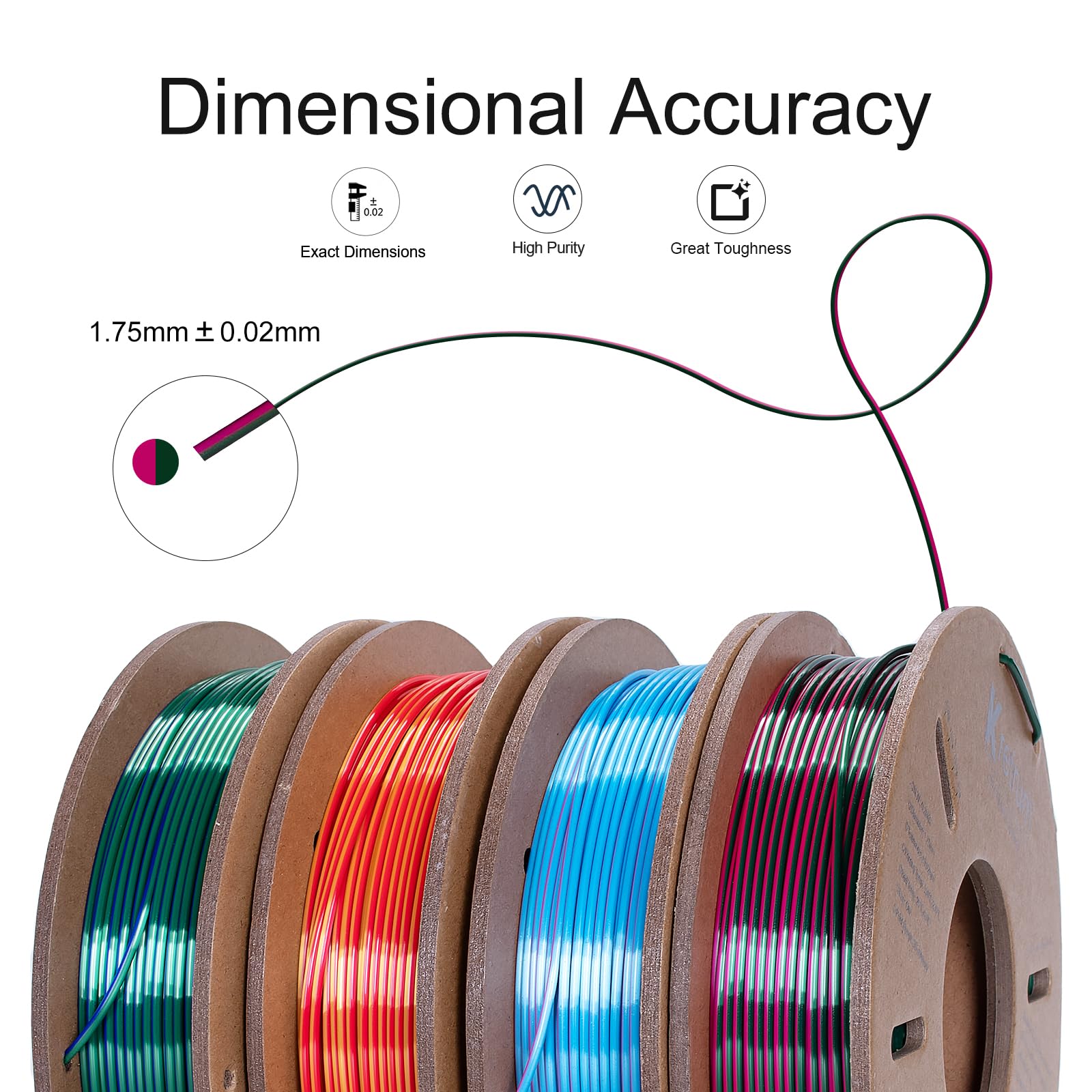 Kretrum Dual Color 3D Printer Filament - 4 Spools -2 Kretrum Dual Color 3D Printer Filament - 4 Spools -2