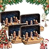 Mini Christmas Nativity Set in a Tin Box, 2026 Upgraded Version Handcrafted Portable Miniature Nativity Set with Resin Figures for Home Tabletop Decor, Giving (4Pcs)