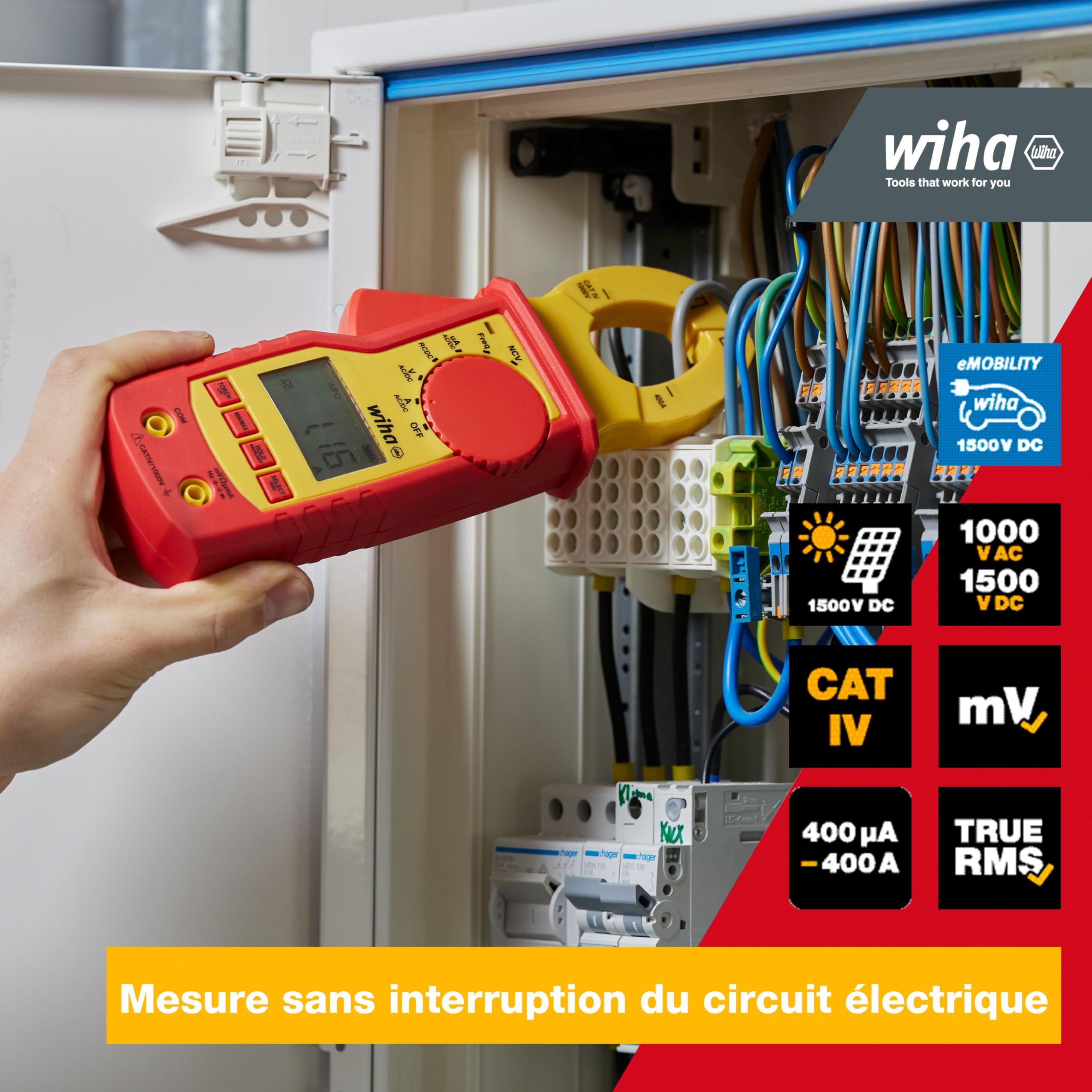 Wiha 45219 Pince ampèremétrique numérique CAT IV 1000 V