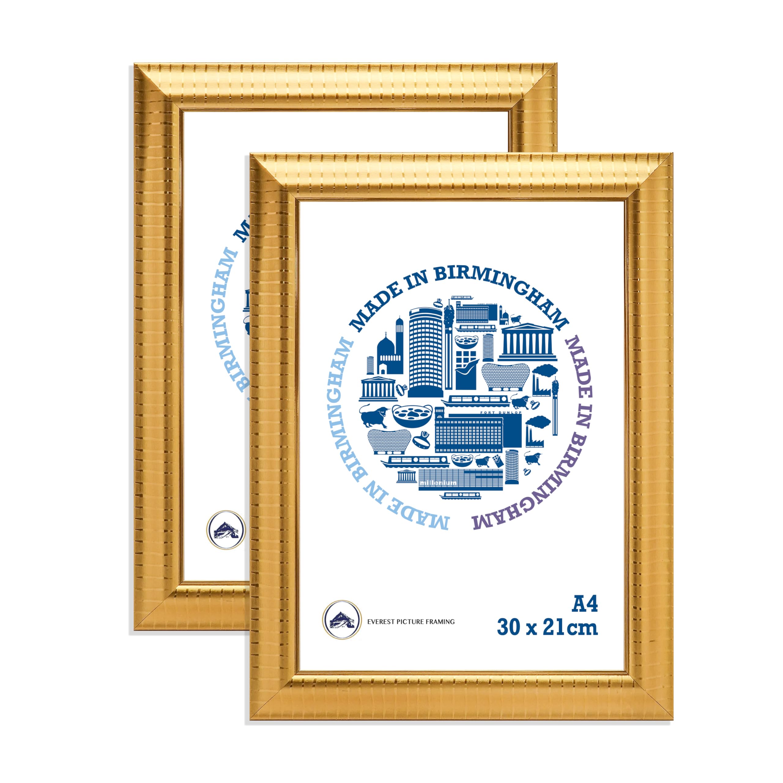 Everest Picture Framing Ltd Gold A4 Certificate Frame In Set Of 2, A4 Degree Frame Portrait And Landscape, Document Frame Table Top And Wall Mountable ( Stripe)