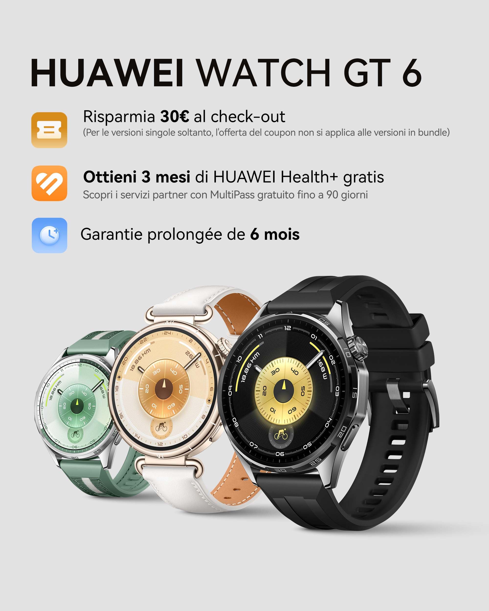 HUAWEI WATCH GT 6 GPS 46mm Smartwatch, Display AMOLED da 1,47 pollici, Fino a 21 giorni, Ciclismo, Oltre 100 Modalità Sportive, iOS e Android, Pagamento NFC, Monitoraggio della Salute, Grigio