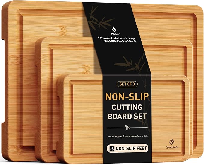 Bamboo Cutting Board Set Non Slip Feet Over Sink Kitchen Gadgets Seller 2024 First Apartment Essentials New Home Must Haves Things Stuff Accessories House Warming Decor Housewarming Hostess Host Gifts
