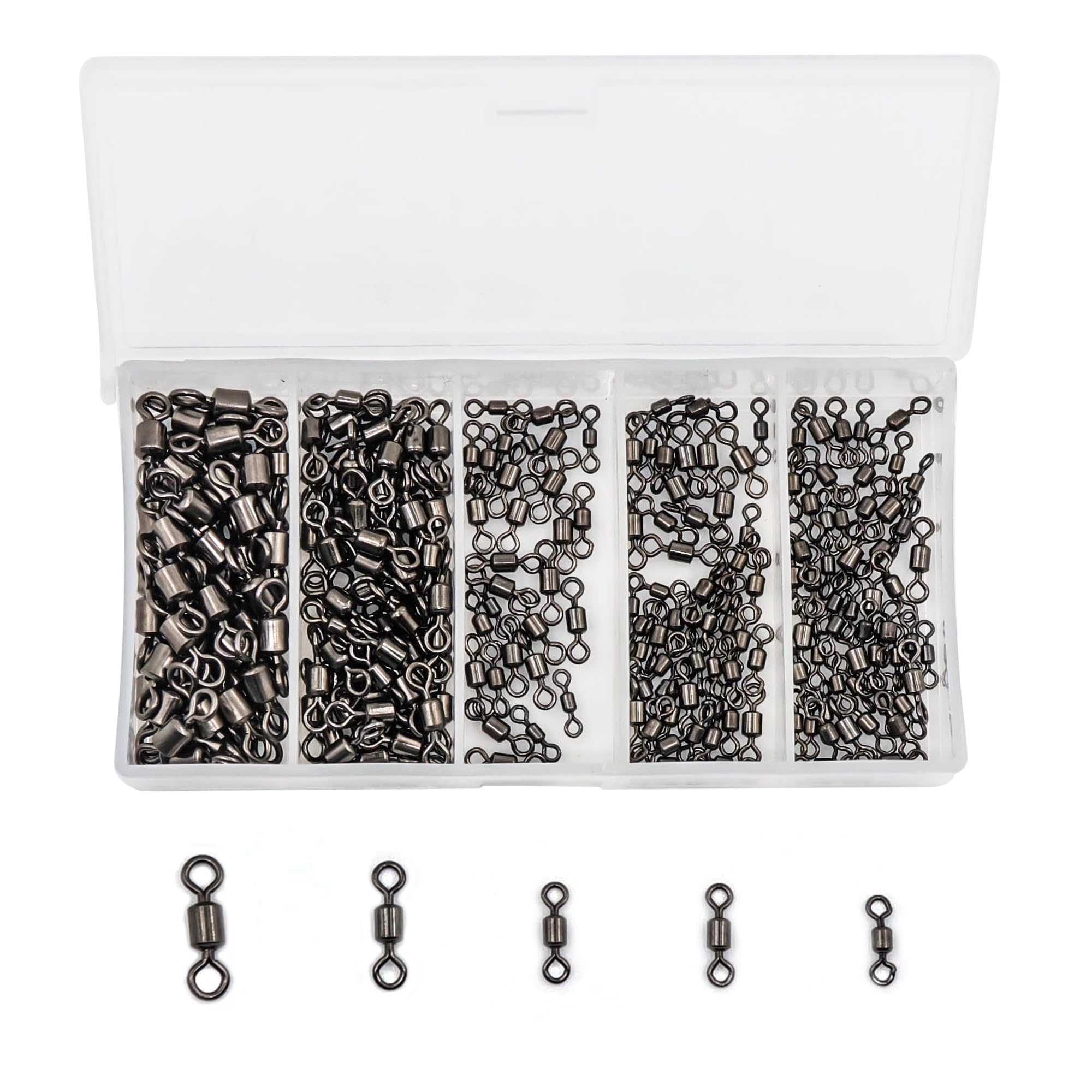 9KM DWLIFE 250Pcs fishing swivels and clips Snap Swivel sea fishing tackle quick change swivels fishing Rolling Swivels Clips Connector for Fishing Hook to Line Connectorsfor Saltwater Freshwater