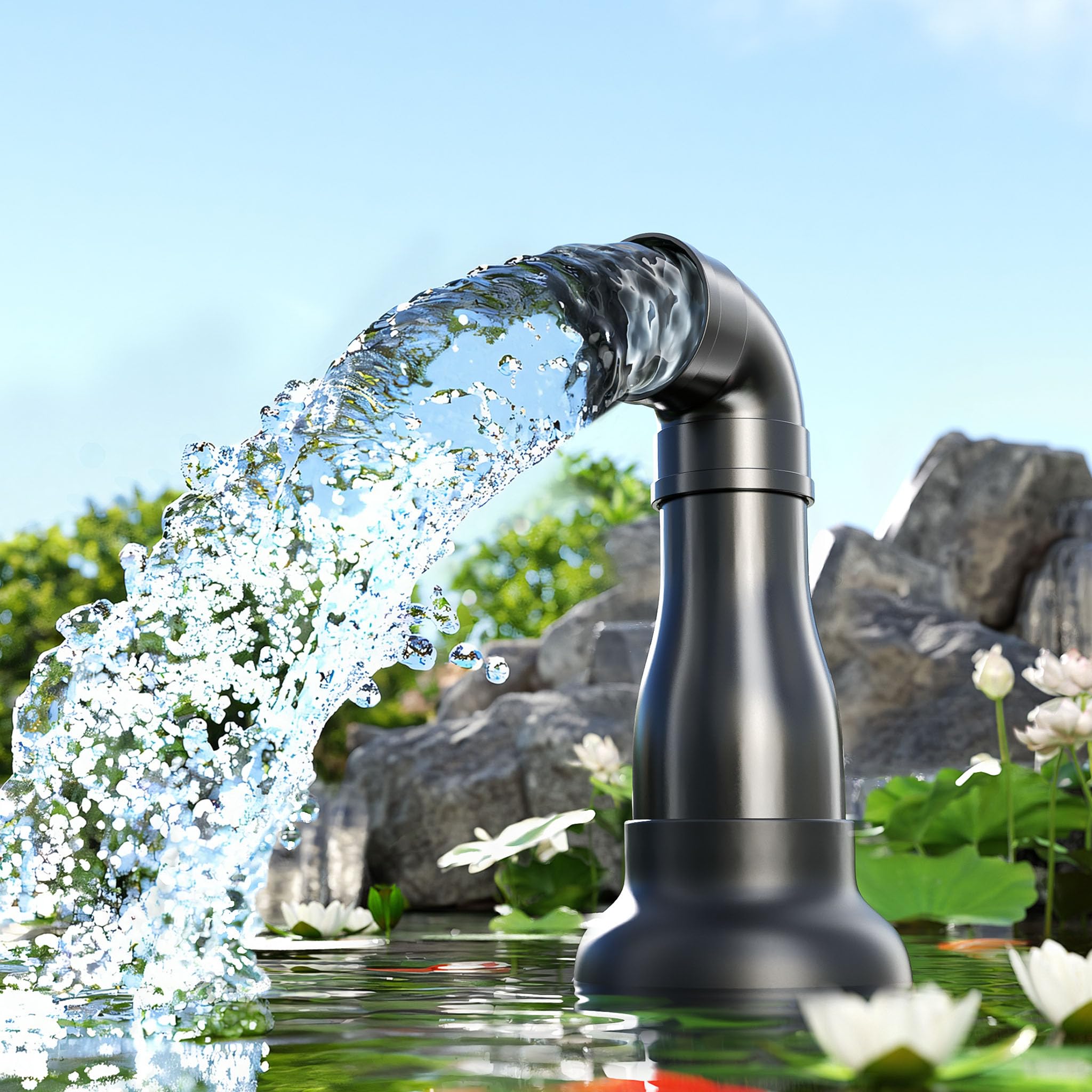 SunSun CEF-22000 Pompe de Bassin à haut rendement - 200 x 200 x 625 mm - débit max. 22000 l/h / 95 W/refoulement max. 2,6 m - Filtration Circulation eau jardin étang