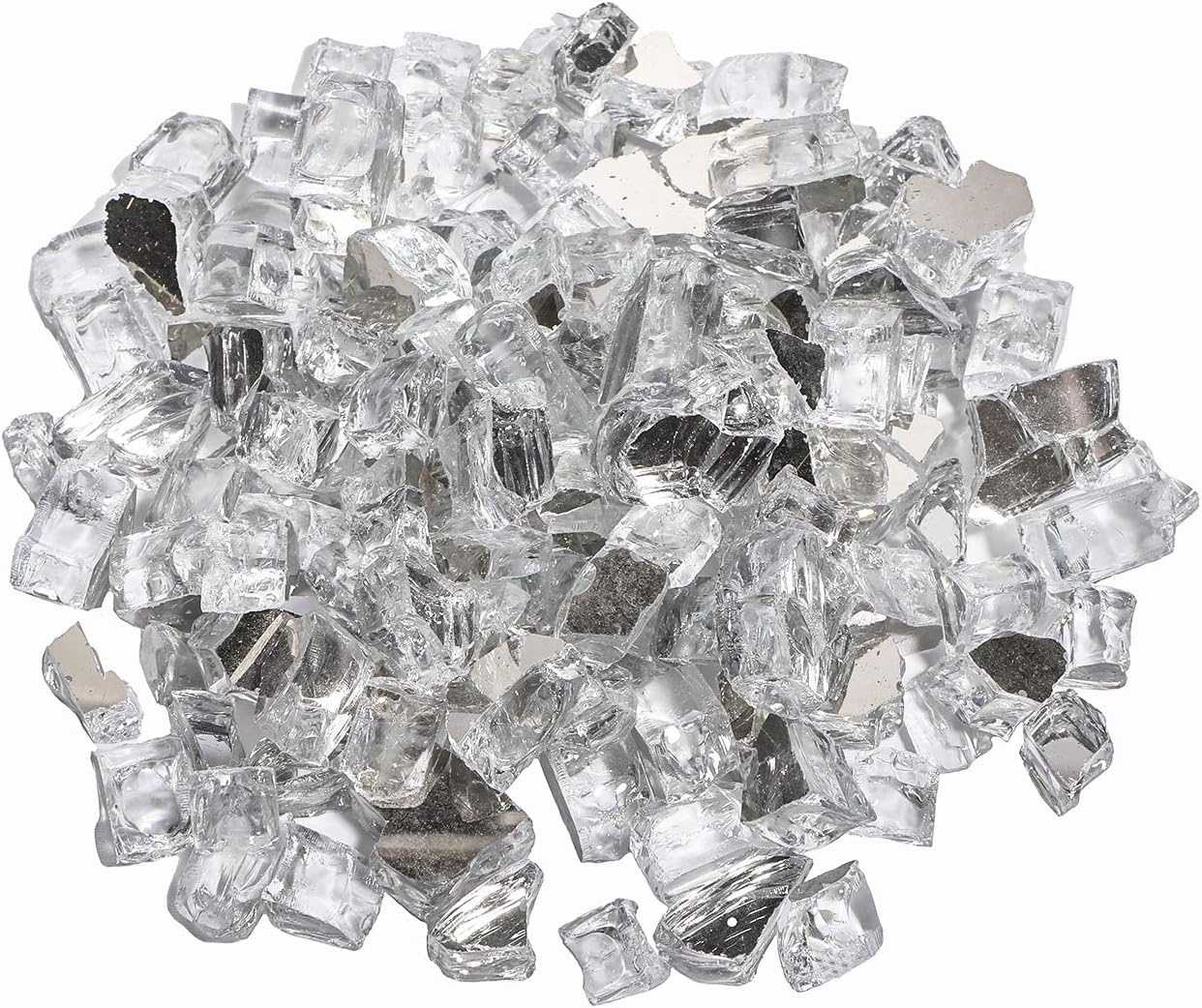 COSIEST Fire Glass 10-Pound Oblate for Fireplace Fire Pit, Temperature Rating Glass (Transparent Gray)