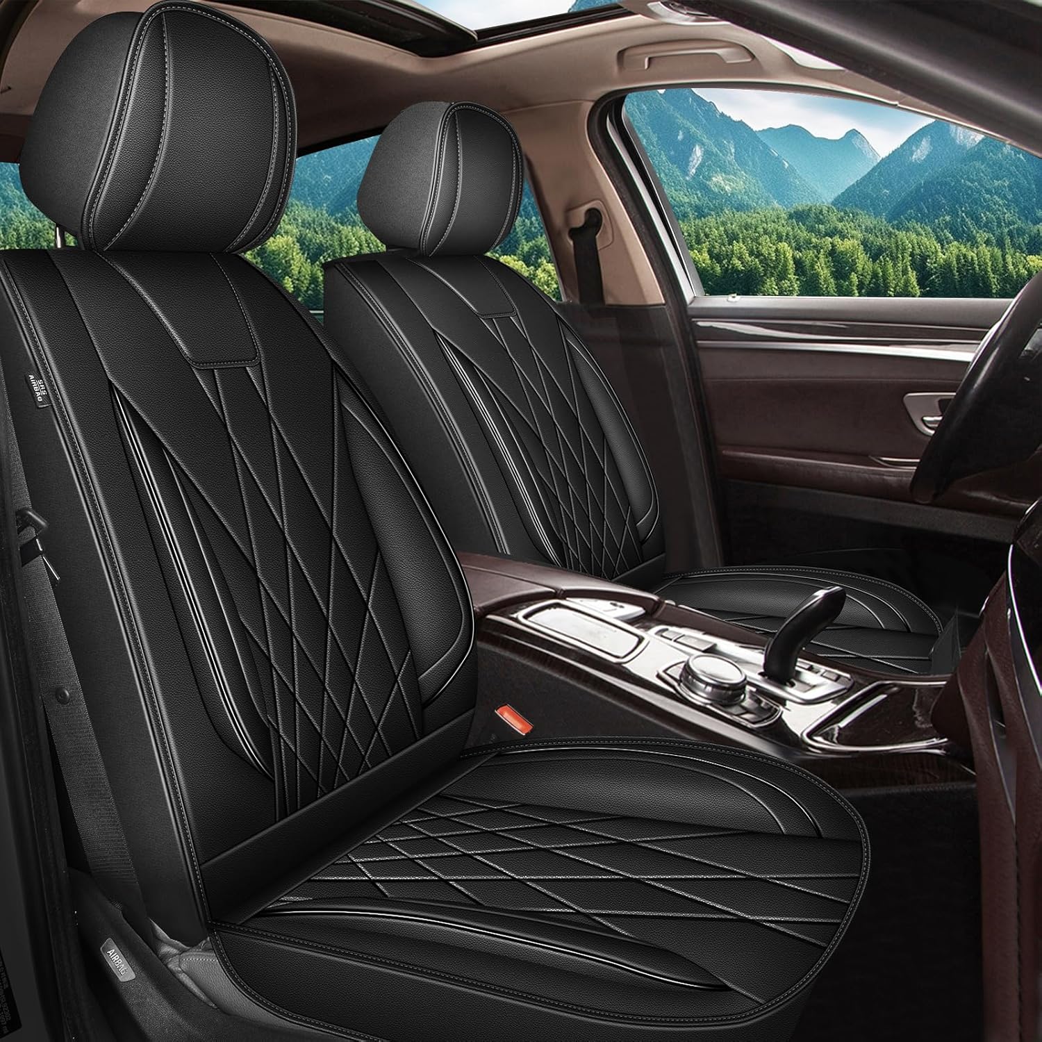 JIAMAOXIN Full Set Car Seat Covers, 5 Seats Fuax Leather