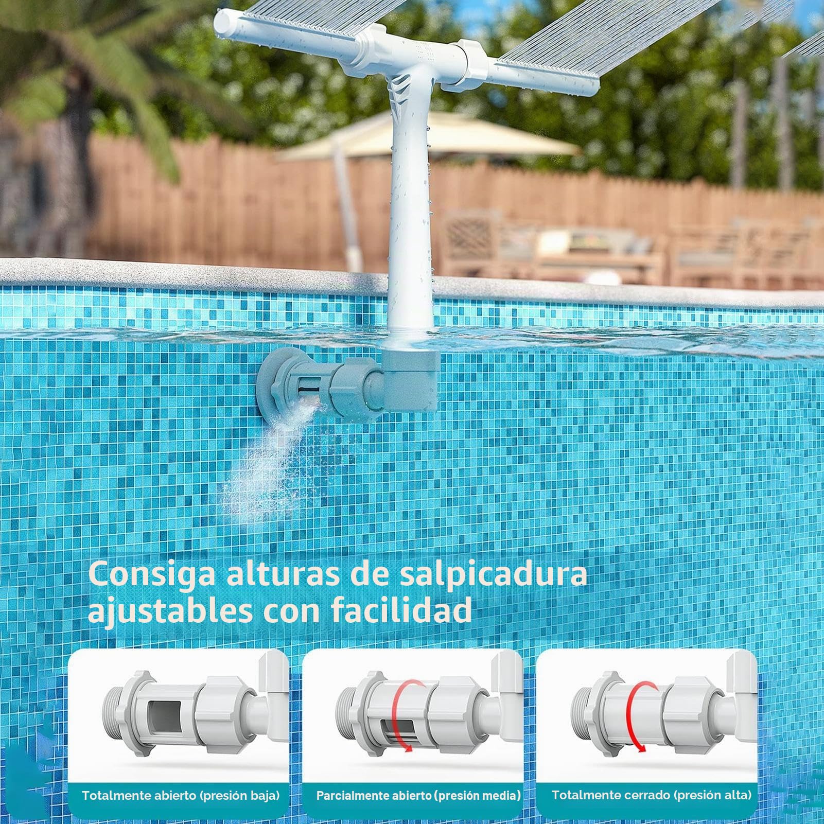 Fuente De Pulverización | Fuente De Piscina | Cascada De Doble Chorro Ajustable | Cascada De La Piscina | Diseño Ajustable De 360 ° | Mejorar La Experiencia De La Piscina
