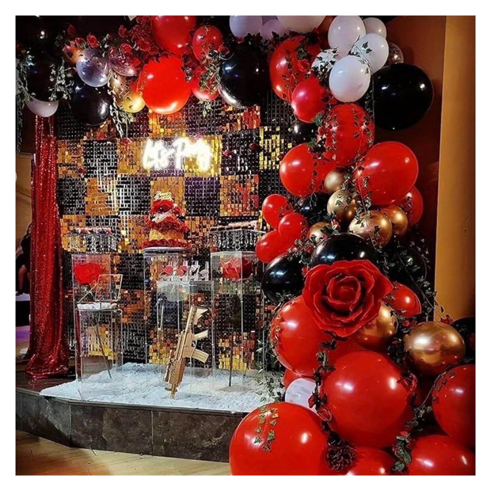 123-teiliges Schwarz-rotes Luftballon-Bogen-Set for Hochzeit, Party, Abschlussfeier, Valentinstag, Dekorationen Für Partys
