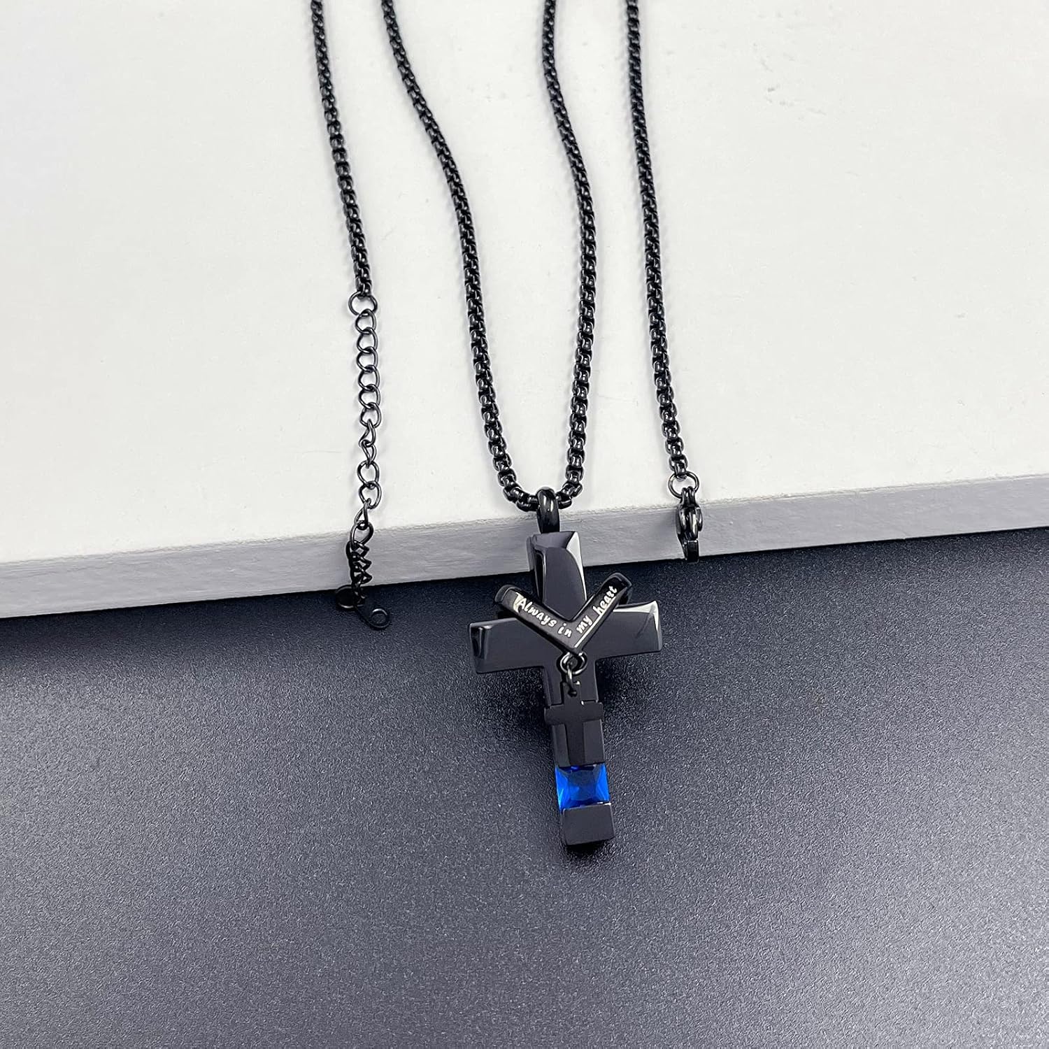 YOUFENG Birthstones Urn Necklaces for Ashes Cross Cremation Pendant Urns for Human Ashes Memorial Keepsake Locket Jewelry - Image 6