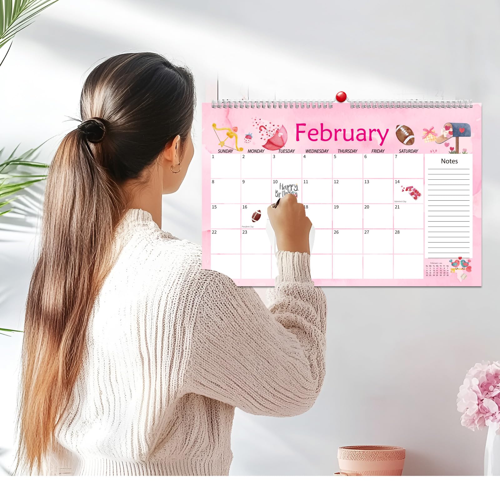 Aquarell-Schreibtischkalender 2025–2026 mit saisonalen monatlichen Feiertagsplaner-Aufklebern, 24 Monate, großer Schreibtischunterlagenkalender, 43,2 x 27,9 cm