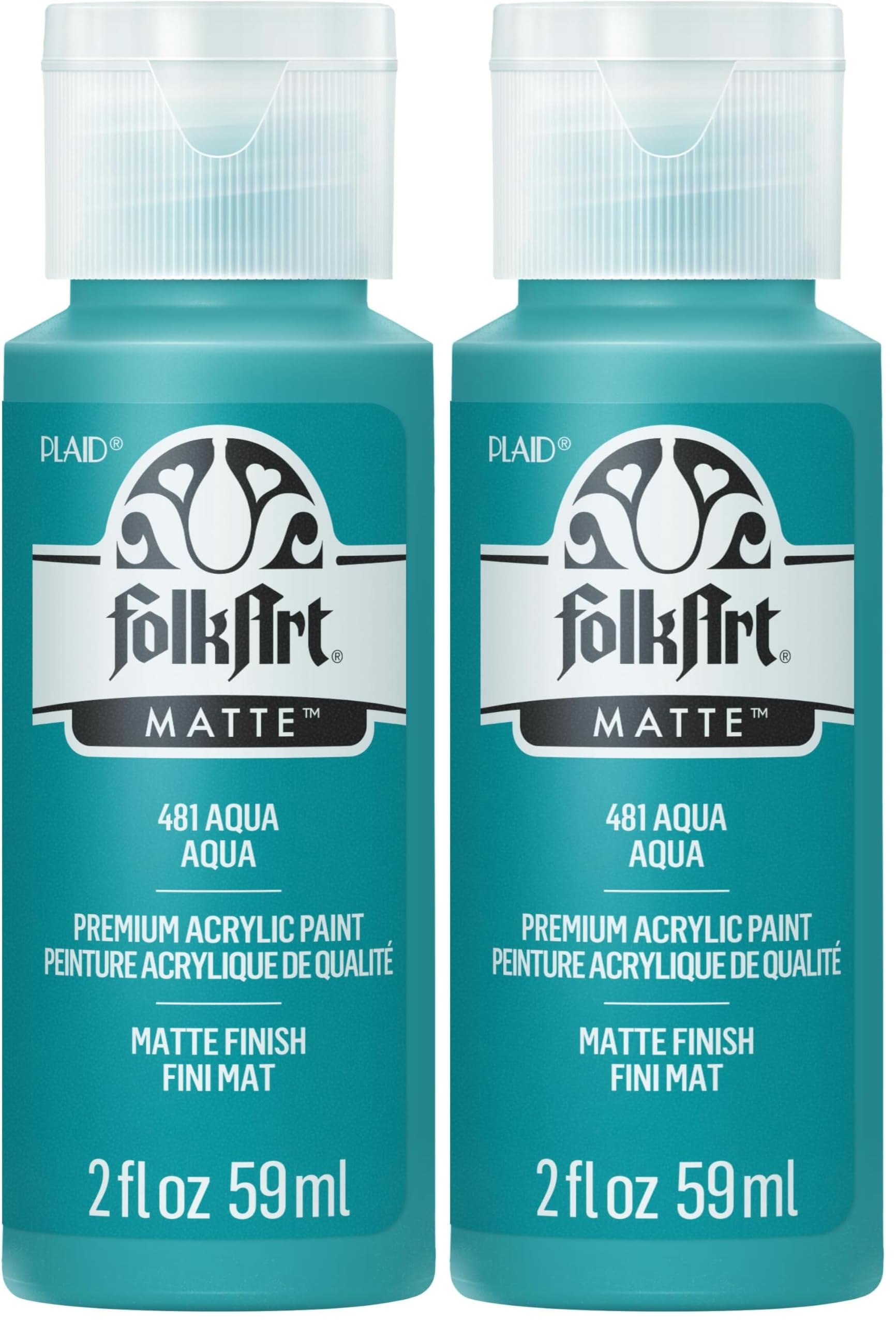 FolkArt Acrylic Paint in Assorted Colors (2 oz), 481, Aqua (Pack of 2)