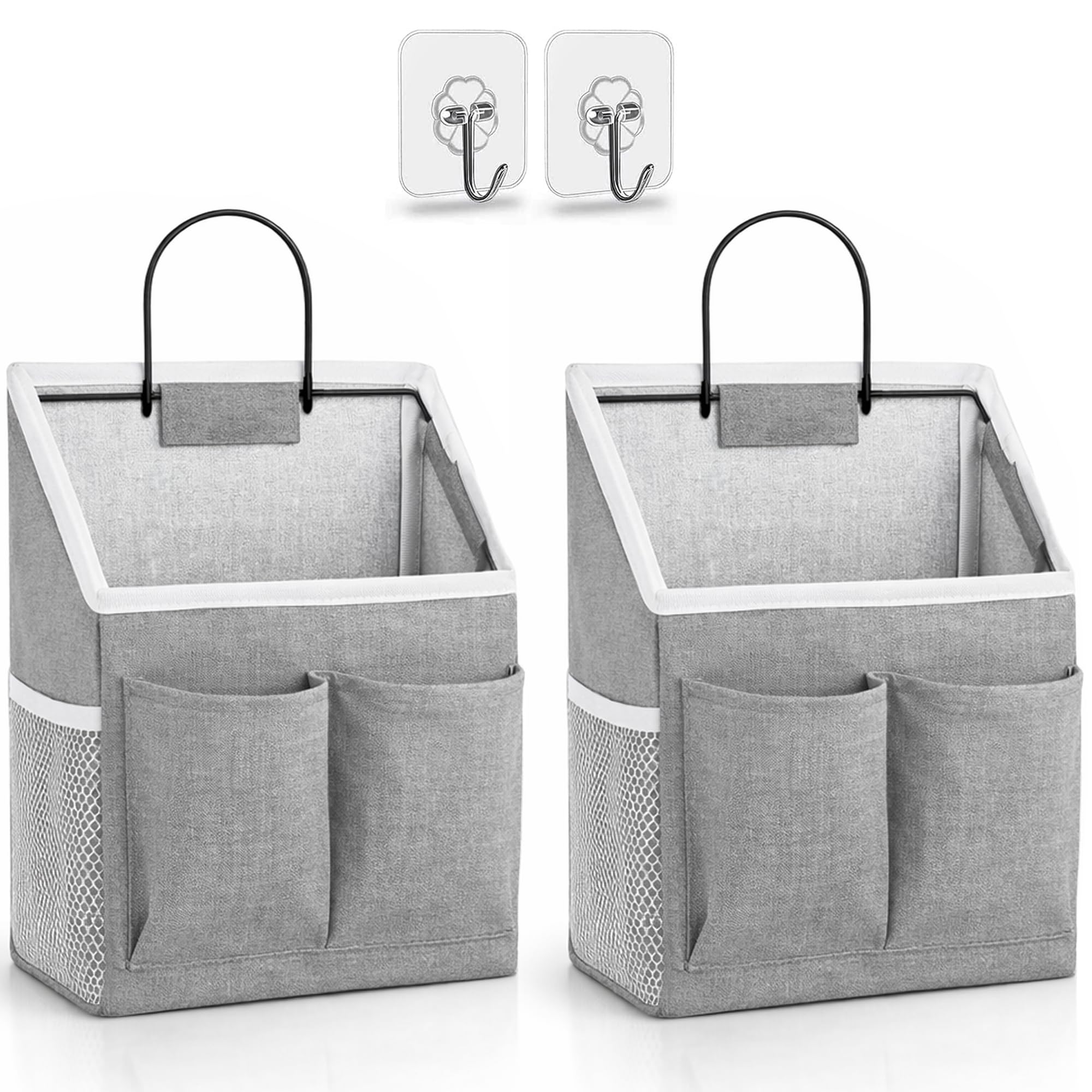 Photo 1 of Kanrichu 2pcs Wall Hanging Storage Bag, Wall Hanging Baskets for Organizing as Over the Door Organizer, Wall File Organizer, Rv Storage and Organization. For Bedroom, Office, Camper (Gray-Upgraded)
