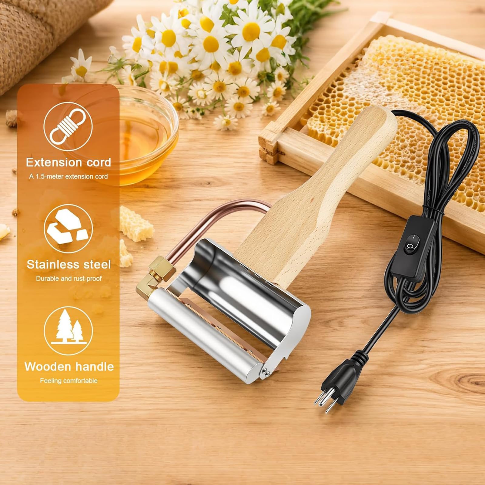 Extracteur de miel électrique, racloir à cire chauffant avec cutter