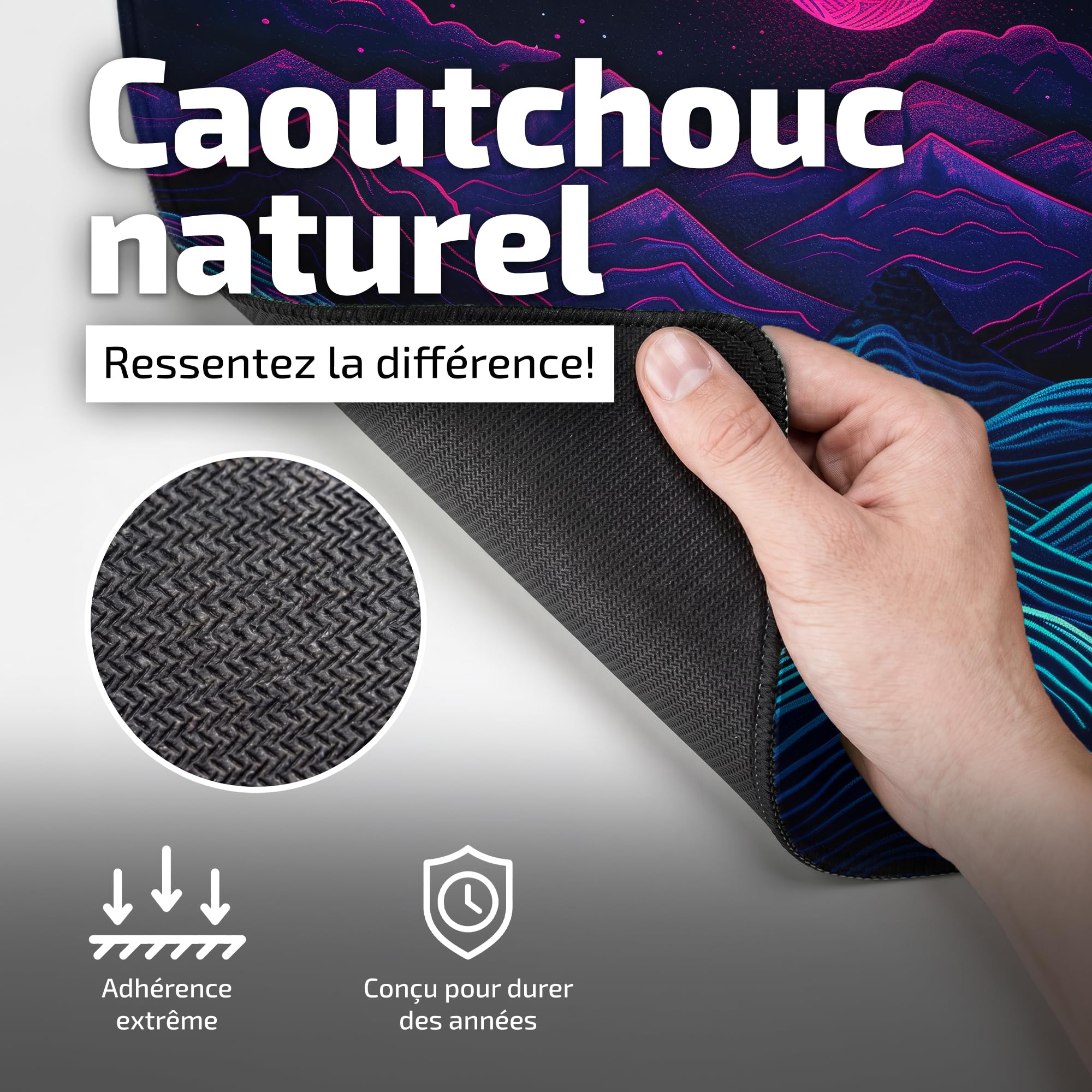 Tilt Grand Tapis de Souris Gamer XXL 100x50 cm | Tapis de Bureau Gaming Anti-Dérapant | Mouse Pad Imperméable pour PC et Accessoires Gaming (Retrowave Mountains)