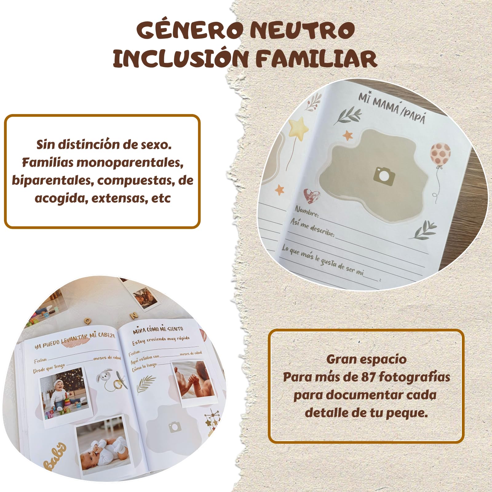 Album Bebe Recien Nacido para Pegar Fotos y Escribir del Primer Año - Regalo Original Recuerdos de Niño y Niña [80 paginas Tamaño A4] Diario Madres primerizas Babyshower Nacimientos, Libro de embarazo