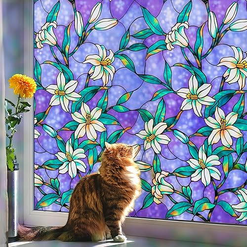 Coavas - Película decorativa para ventana, tipo vitral, tinte esmerilado, de vinilo estático, sin pegamento, para la privacidad completa en el hogar