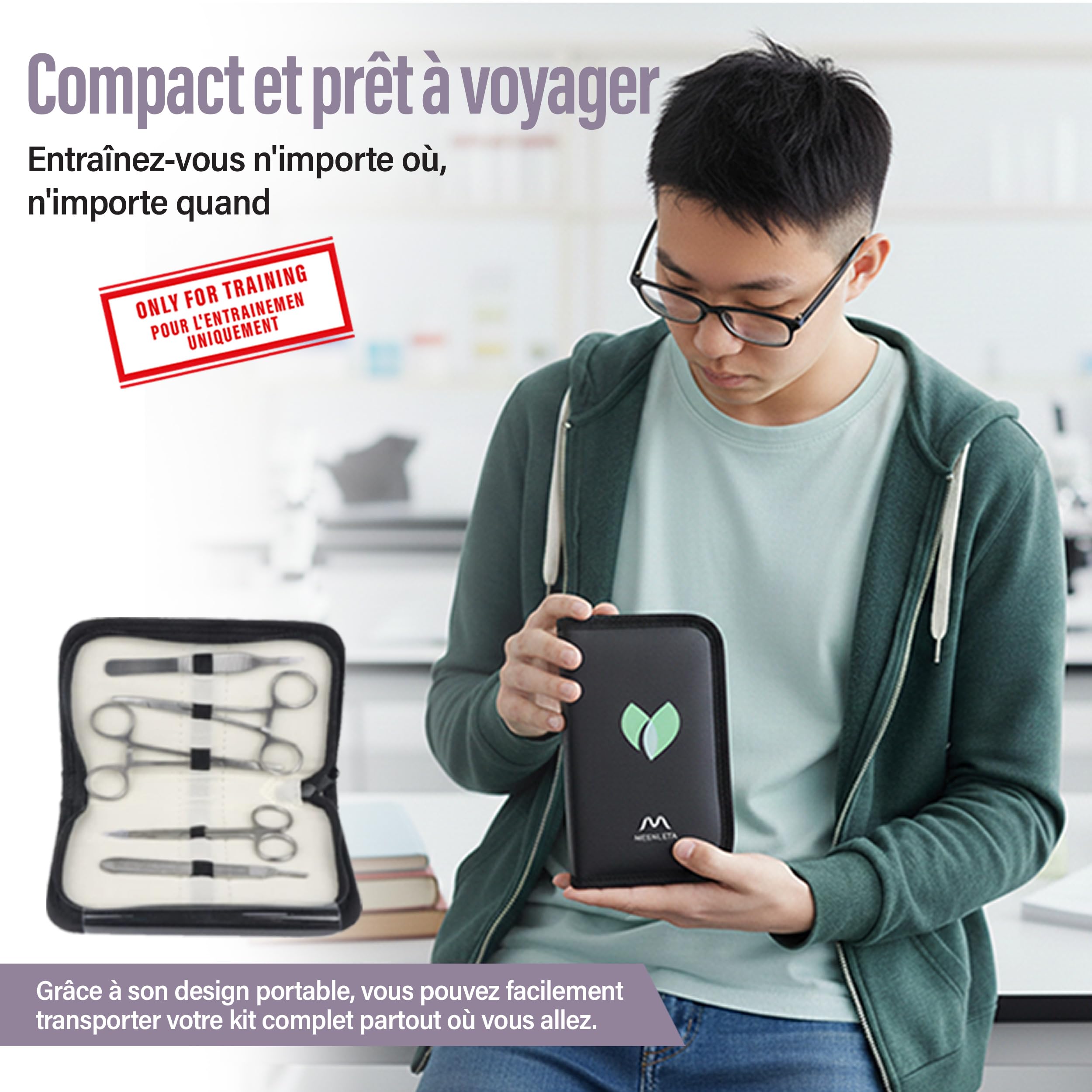 Kit d’Entraînement à la Suture – Ensemble de Simulation pour Pratique et Apprentissage | Outils Réutilisables + Peau Synthétique