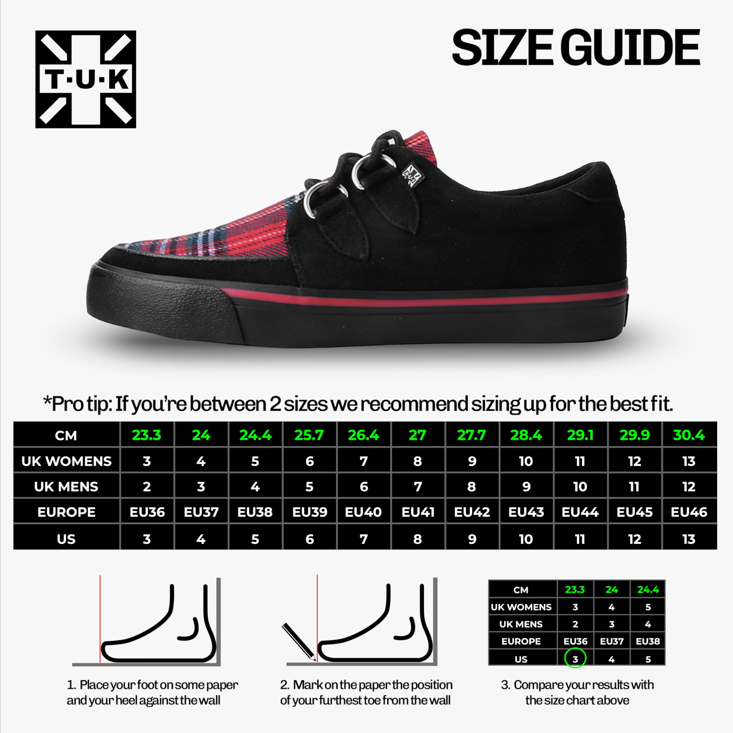T.U.K. Vegan Creeper Sneaker - Scarpe da Ginnastica da Uomo e da Donna - Stile Punk, Goth e Rocker in Pelle e Scarpe Stringate