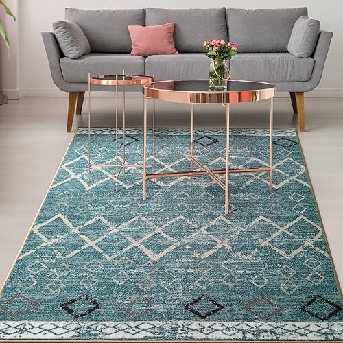 Antep Rugs - Alfombras antideslizantes de 3 x 5 pies (antideslizante) con parte trasera de goma, de estilo bohemio, antiguo, marroquí y con pelo