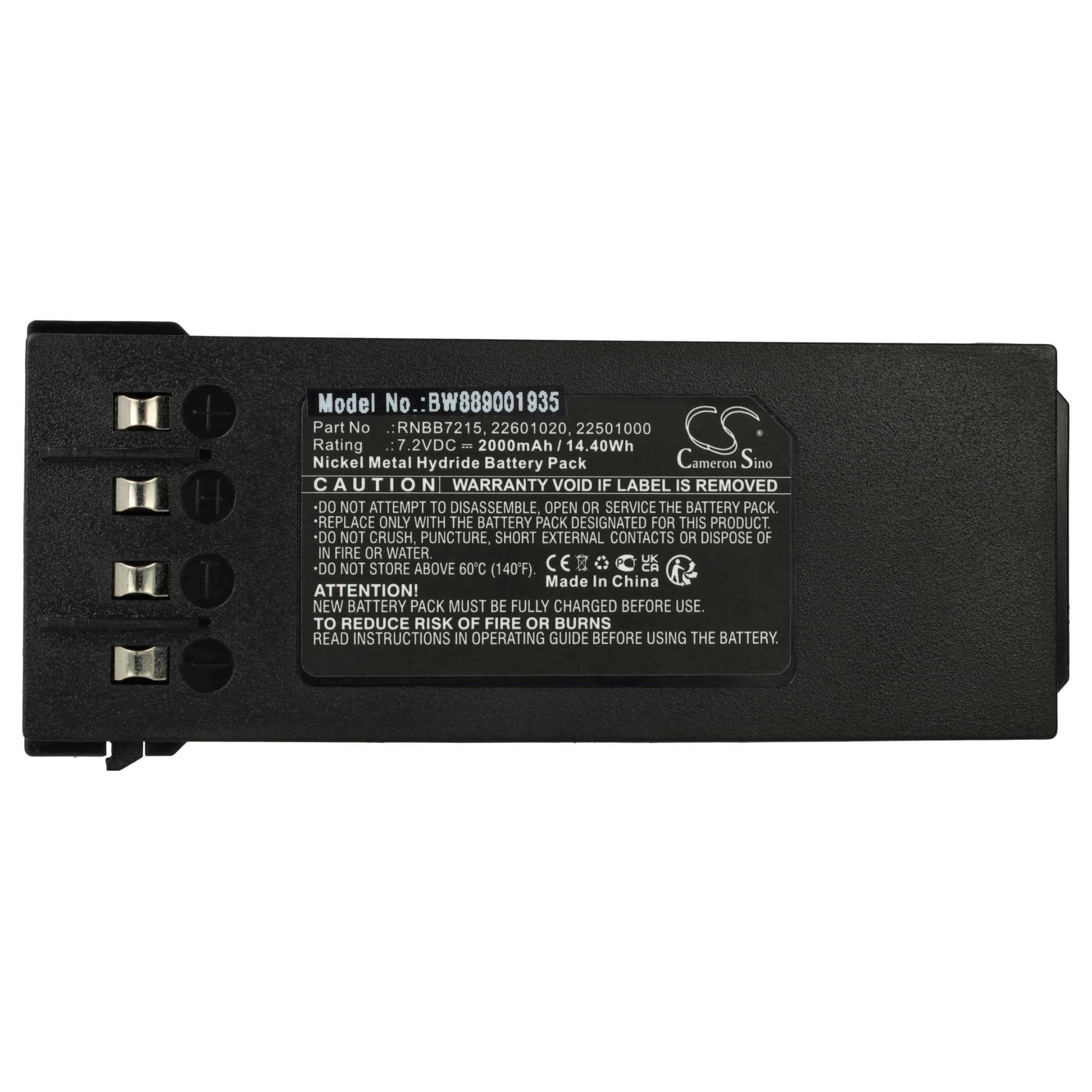 vhbw Battery compatible with NBB NANO-M, NANO-S, NANO-L, NANO-L SMJ, 2.260.1020 Industrial Radio Remote Control (2000 mAh, 7.2 V, NiMH)