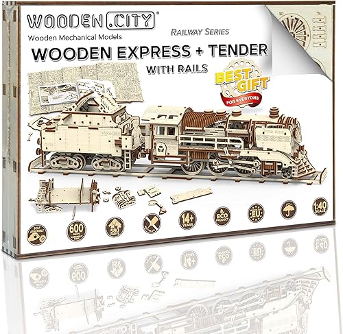 Miniatura 9 de WOODEN.CITY Kits de modelos de tren para adultos, rompecabezas de madera 3D, trenes para adultos, fabricados en la UE