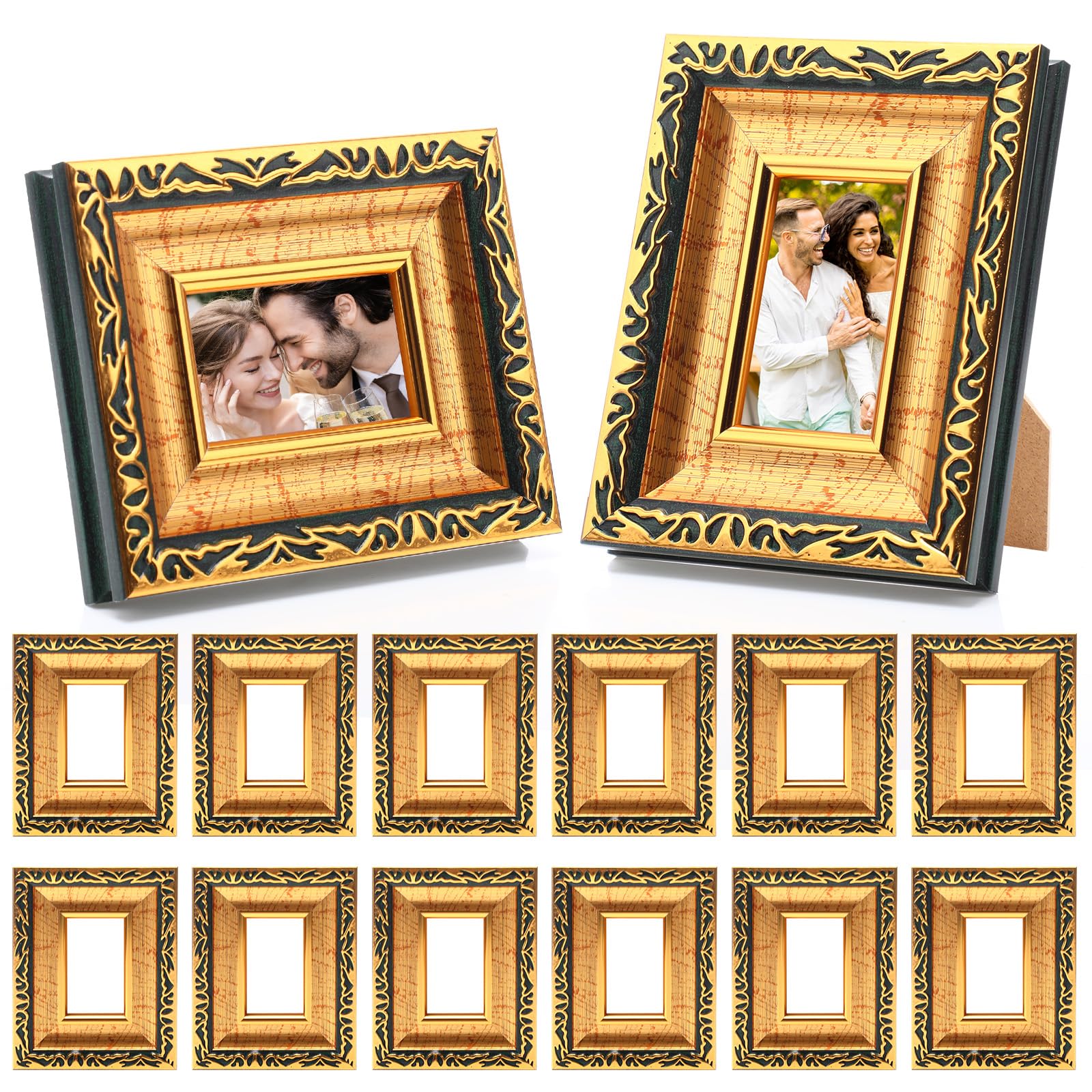 12 Pcs 4x6 Inch Small Picture Frames Bulk Vintage Antique Ornate Retro Baroque Photo Frames with Backboard for Wall Hanging Tabletop Home Decor Wedding Christmas Display