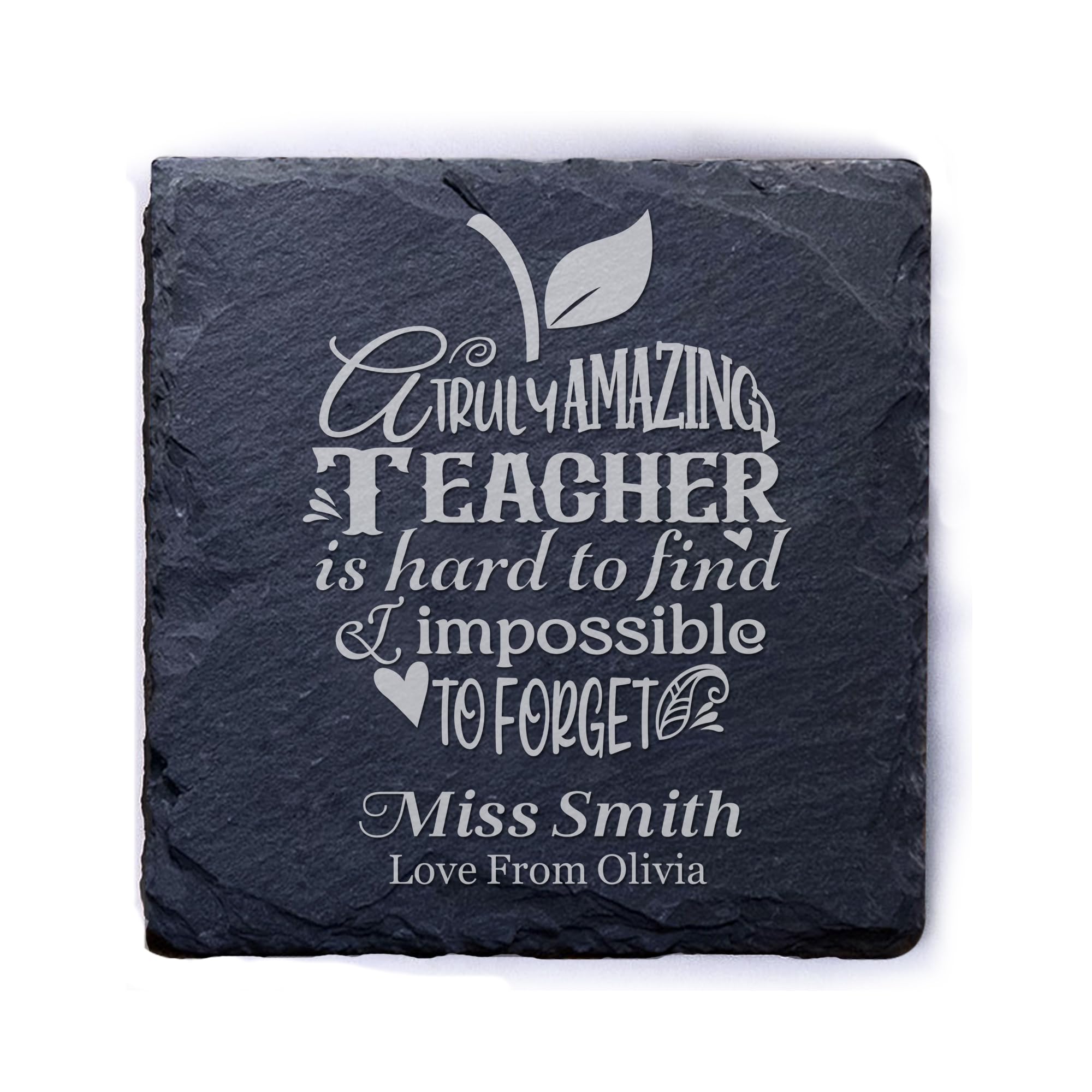Personalised Thank You Teacher Gift, Custom Slate Coasters, Thank You Coaster Best Teacher Gifts for Women Men Teaching Assistant End of Term Gifts(Design 4)