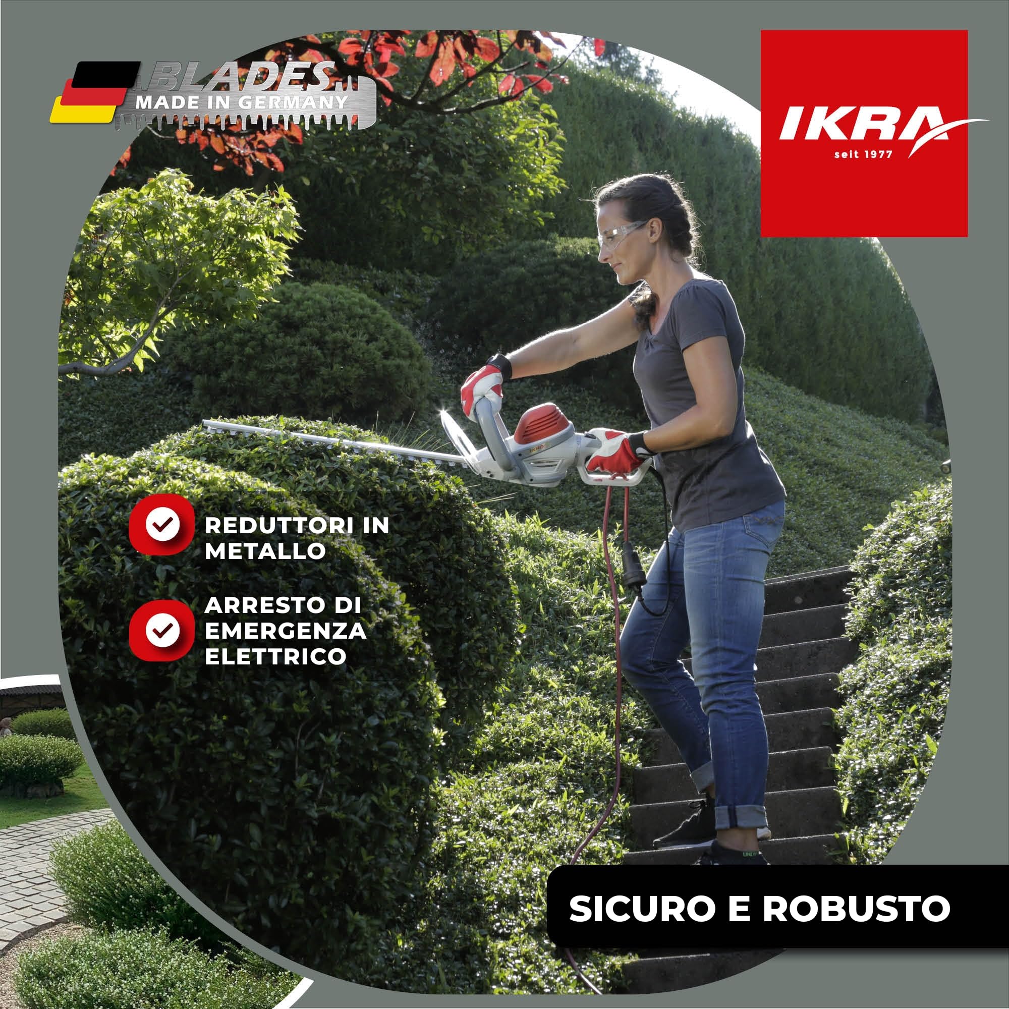 IKRA tagliasiepi elettrico IHS 650, lunghezza 55cm, incl. spray per la cura