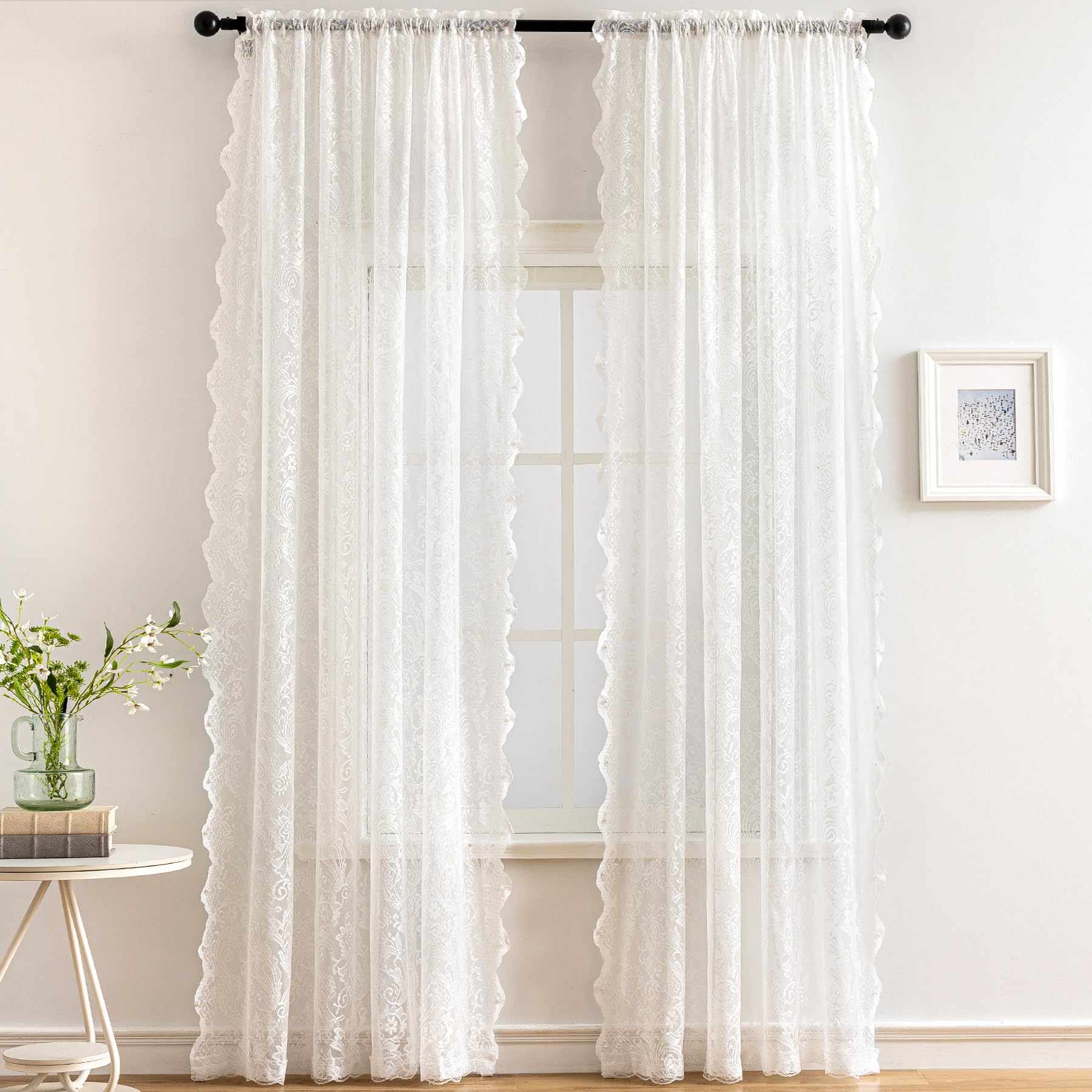 Amazon.com: UNISTAR Lace Sheer Curtains for Livng Room Luxury Vintage ...