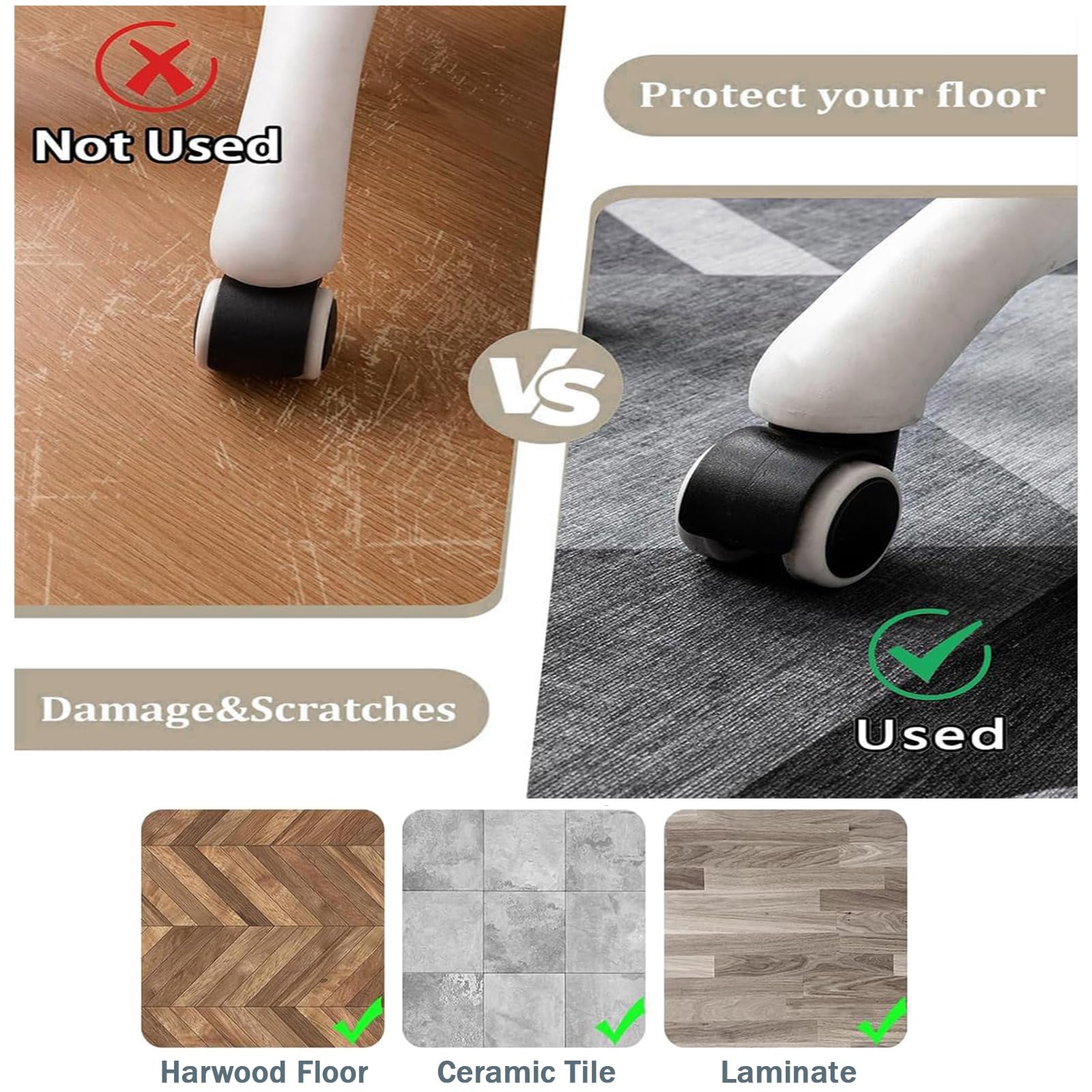 Bürostuhl Bodenschutzmatte 60x120cm - Kratzfester Teppich Für Hartböden