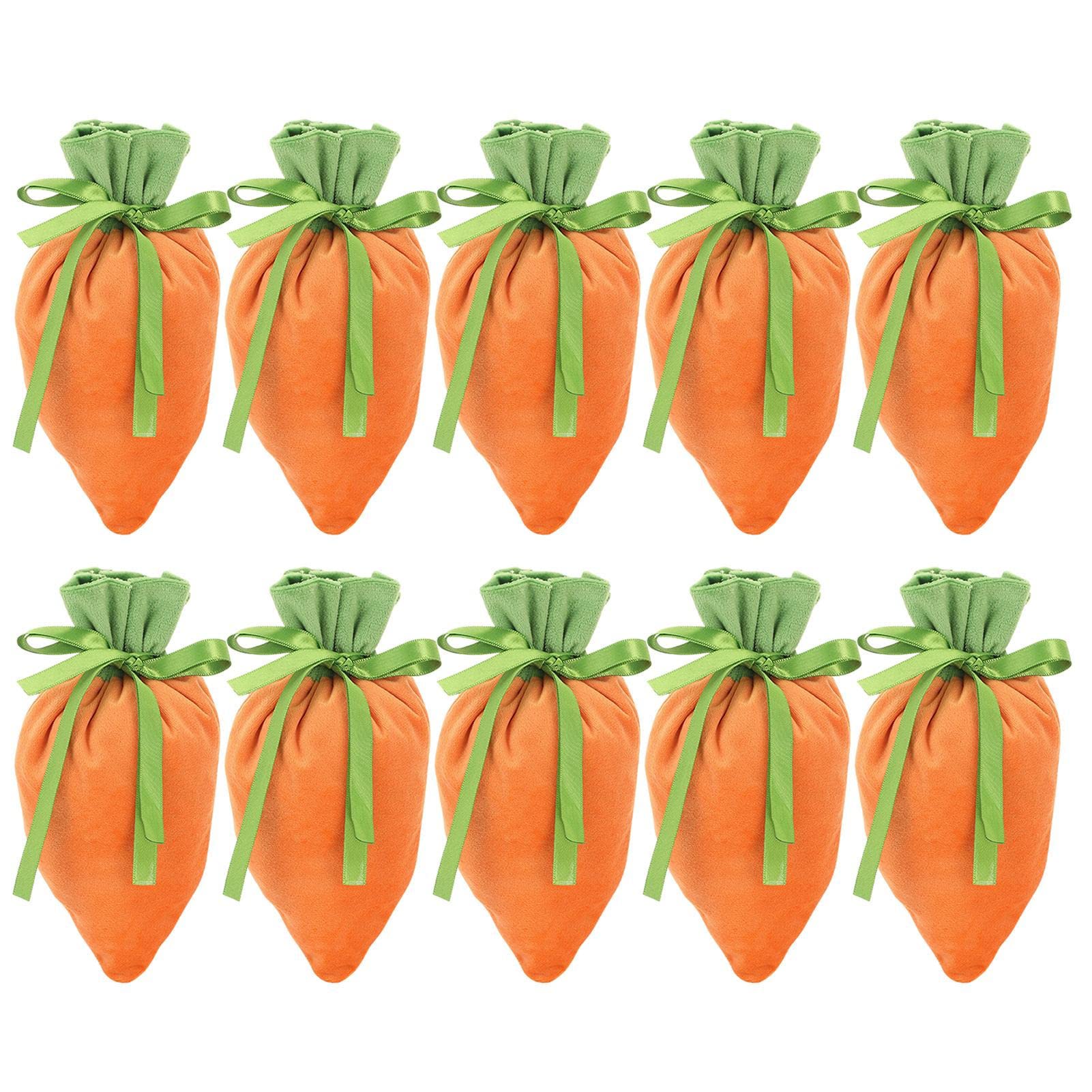PW TOOLS 20 Pieces Easter Velvet Bag, Carrot Bag, Easter Bags, Easter Carrot Velvet Jewelry Pouches, Easter Candy Bag For Easter Decorations