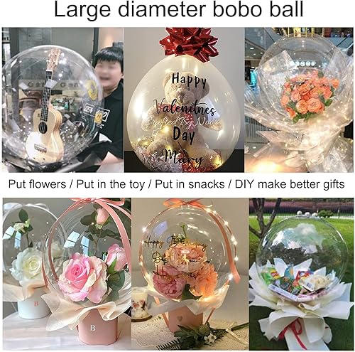 Miniatura 3 de XIBEI Globos BoBo transparentes de 2630 pulgadas, boca ancha de 8 pulgadas para flores, globos de peluche, regalos de bricolaje y decoraciones de