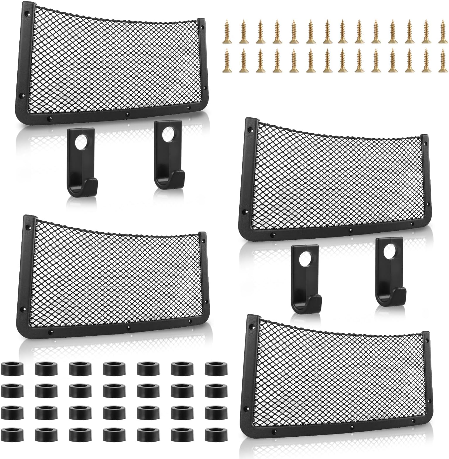 CYEER 4 Pcs Storage Nets for Campervans, 42 x 21 CM Elastic Car Storage