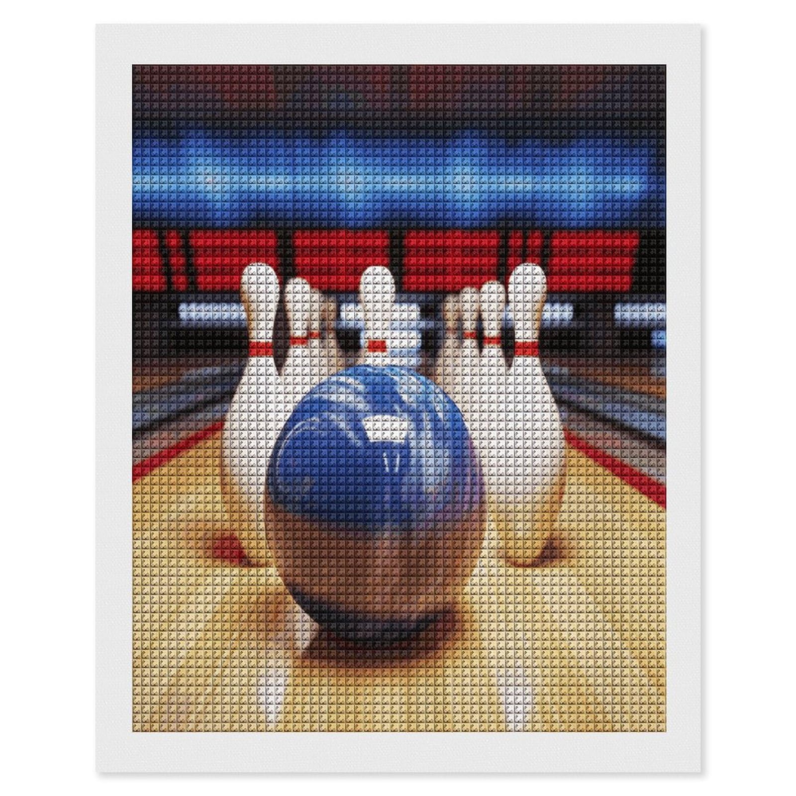 FodPand Bowling Diamond Painting Kit for Beginner Fun 5D DIY Crafts for Adults Diamond Art Kits Square Diamond Art Canvas Painting Gem Art Crafts for Home Wall Decor 16"x20"