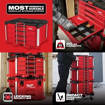 Milwaukee Packout 4 Drawer Tool Organizer Box - 48-22-8444