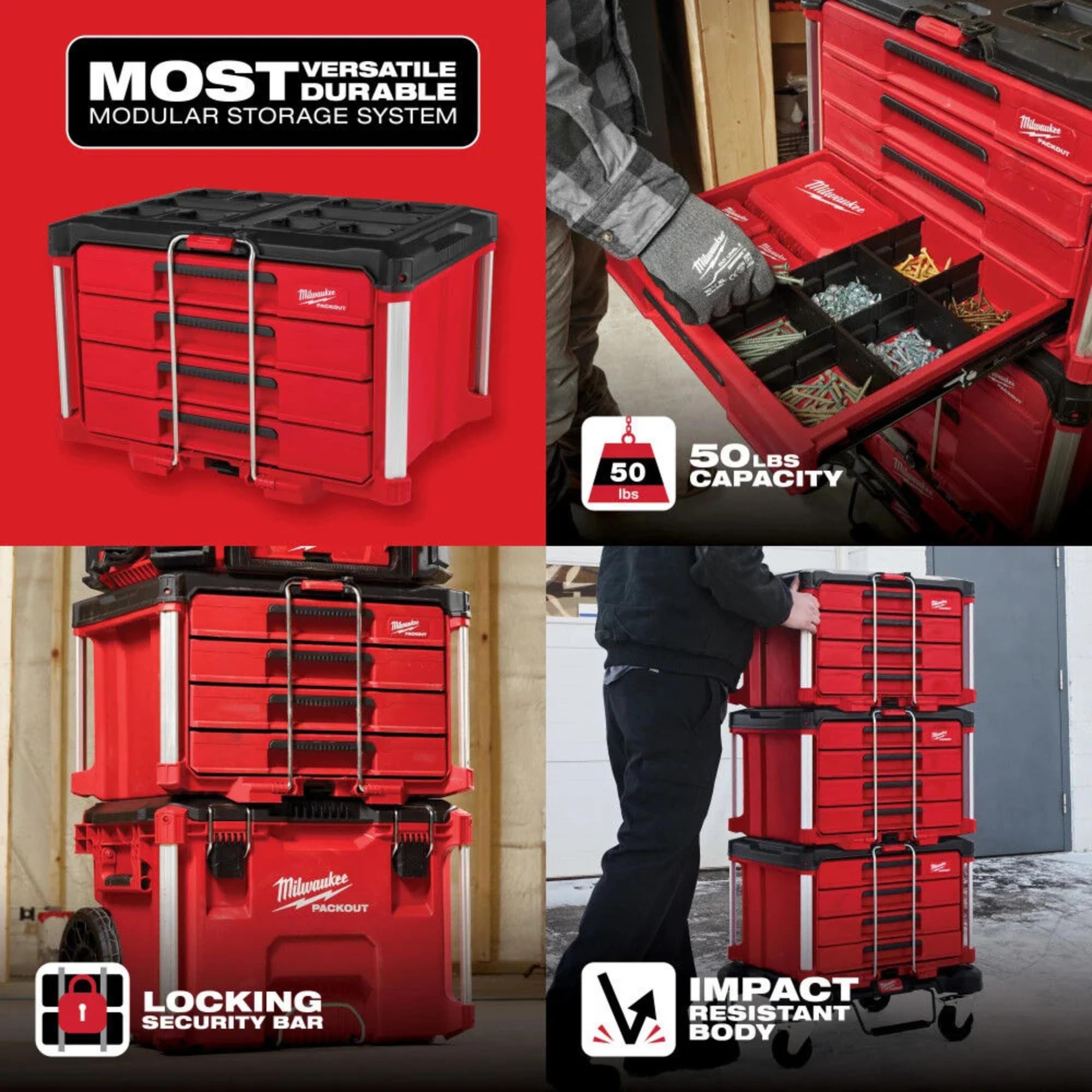 Milwaukee Packout 4 Drawer Tool Organizer Box - 48-22-8444: Amazon 
