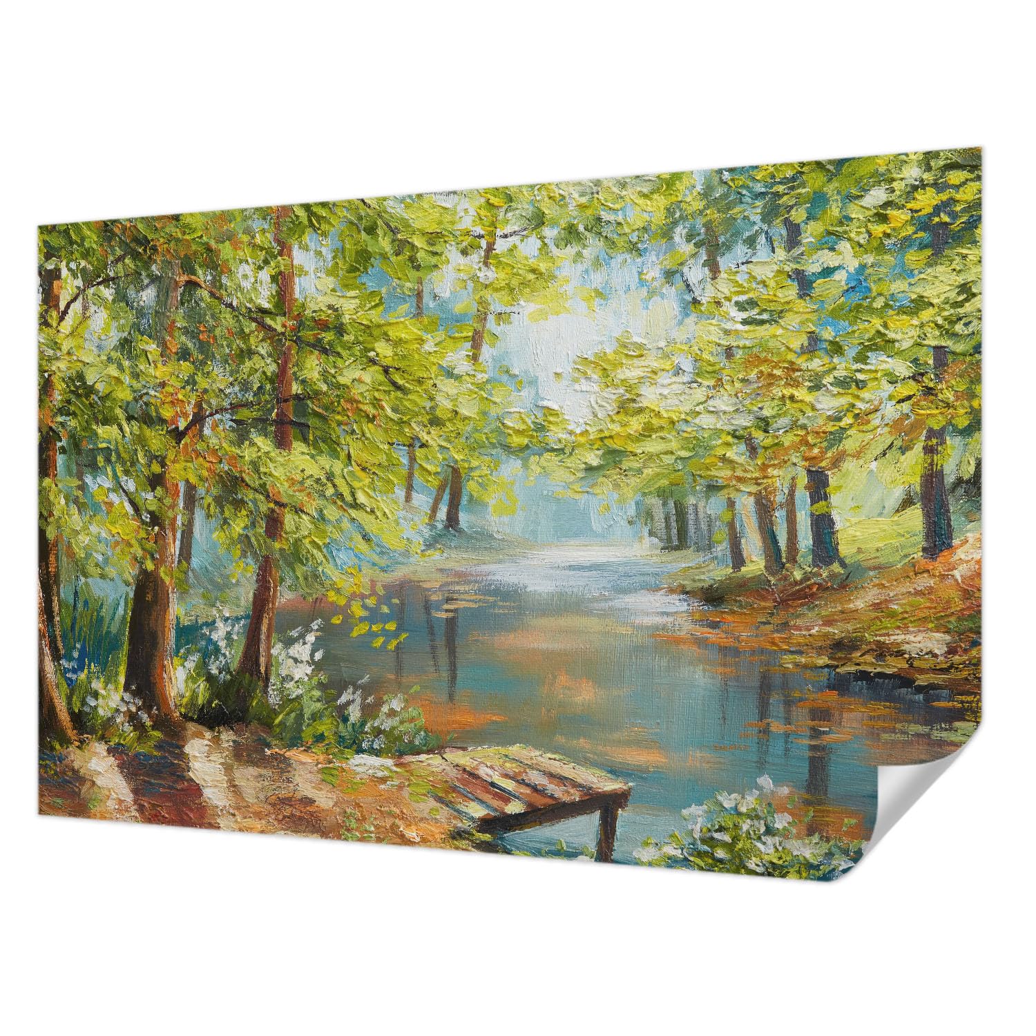 Papier peint adhésif de haute qualité Tulup motif lac idyllique revêtement mural durable