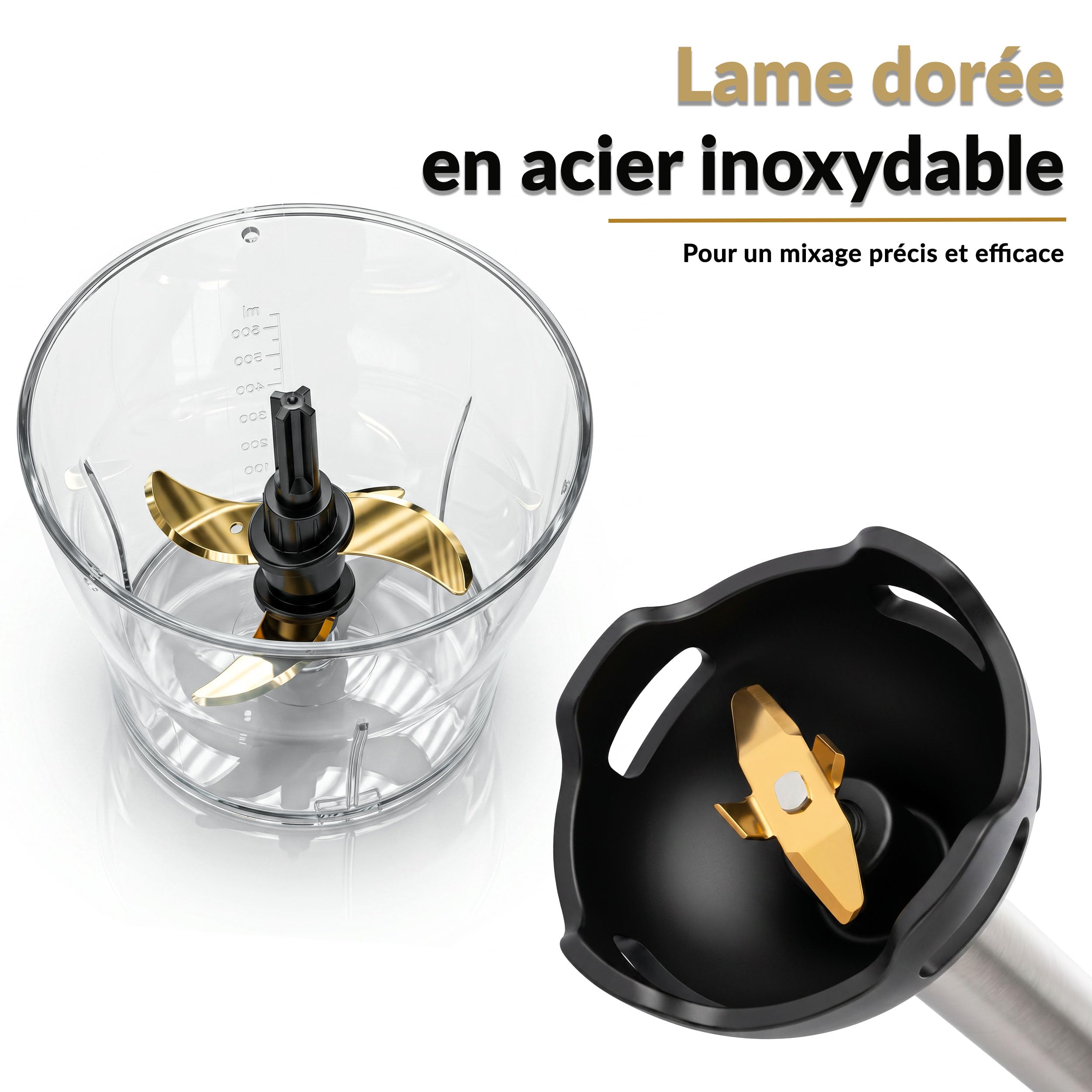 LEHMANN Mixeur Plongeant Multifonction 10 en 1, 2000 W, 12 Vitesses et Turbo, 12 Accessoires, Gobelet 800 ml, Hachoir 600 ml & 1500 ml, sans BPA, Écran Numérique Vitess, Protection Anti-rayure