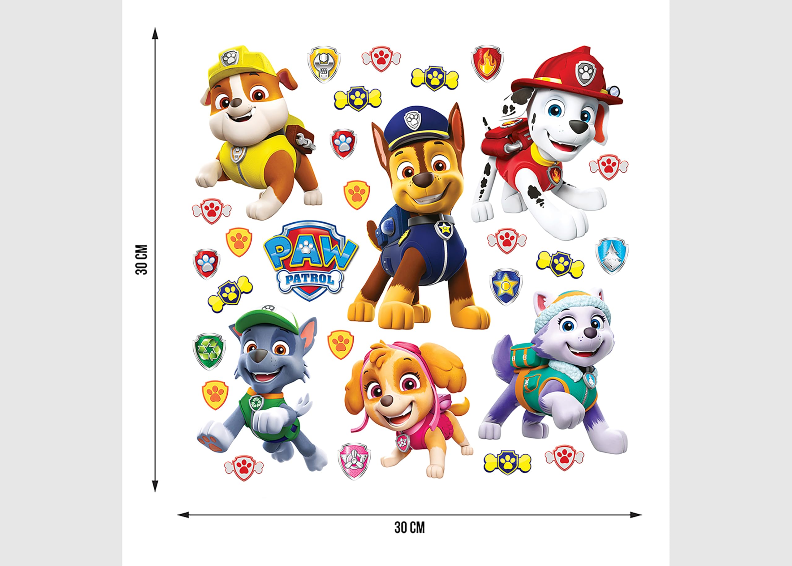 AG Design Paw Patrol Adesivi da Parete per Bambini 30x30 cm Autoadesivi Decorazione
