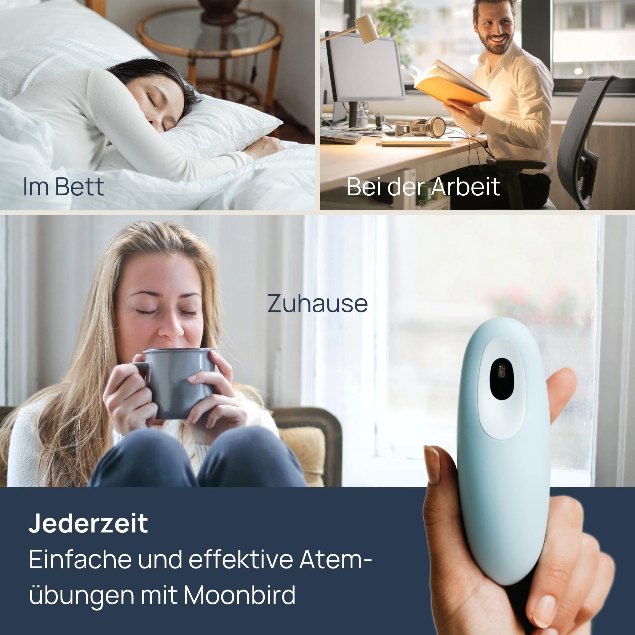 Moonbird Atem- und Meditationsgerät Einschlafhilfe Erwachsene Stressreduzierung Angstlinderung Himmelblau