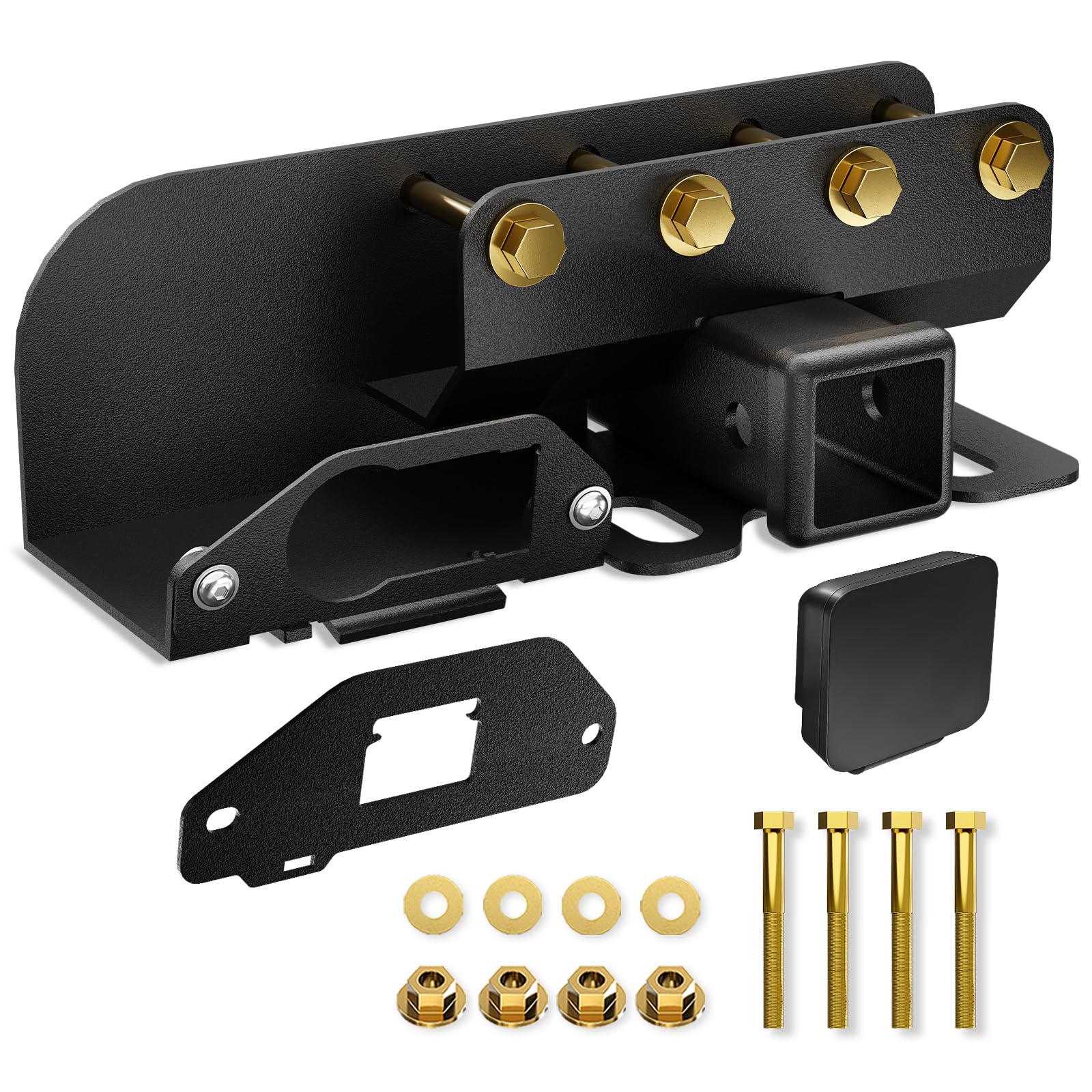 for Bronco Accessories Trailer Hitch Receiver with Cover Compatible with 2021 2022 2023 2024 Ford Bronco 2/4 Doors, Rear Bumper 2 Inch Towing Hitch Kit Tow Hook Combo (Excluding Bronco Sport)